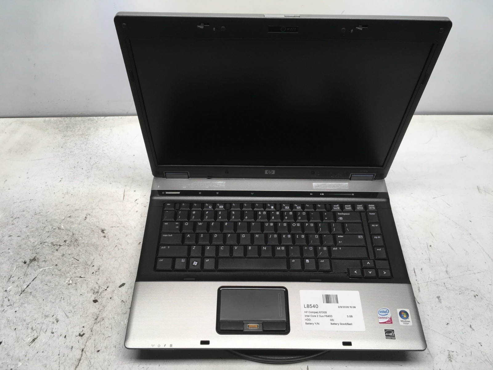 HP Compaq 6730B Intel Core 2 Duo P8400 2.26GHz 3 GB NO HDD
