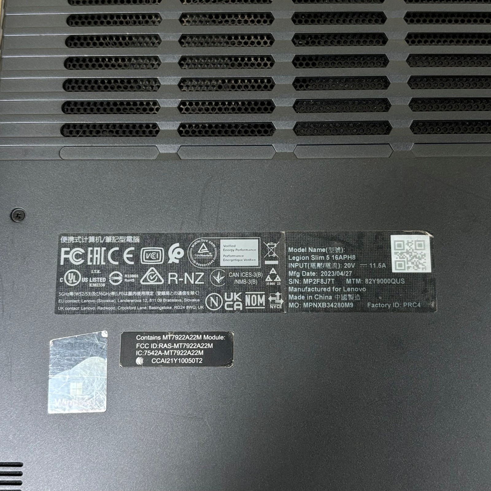 Lenovo Legion Slim 5 16APH8 Ryzen 5 7640HS RTX 4060 16GB RAM 512GB SSD 16″