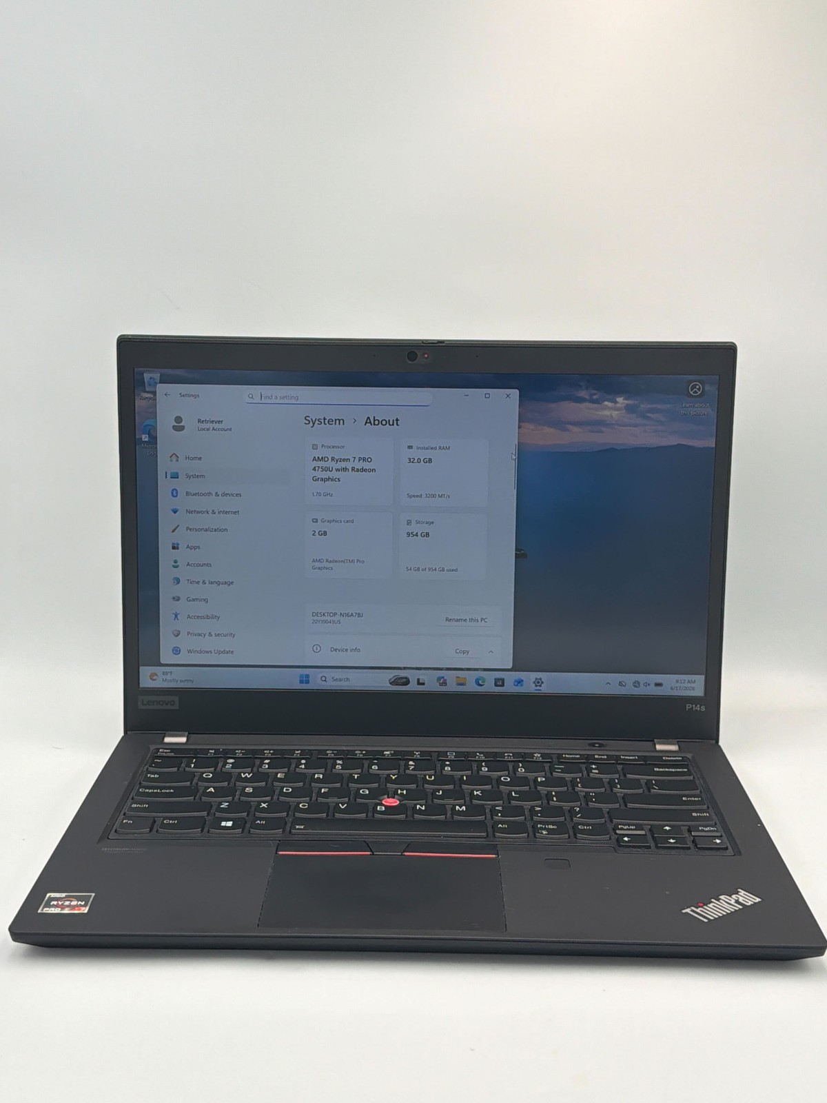 Lenovo ThinkPad P14s Gen 1 (2020) AMD Ryzen 7 PRO 4750U with Radeon Graphics 32G