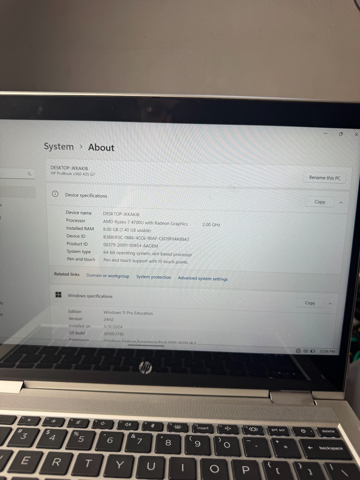 HP ProBook x360 435 G7 Ryzen 7 4700U, 8GB RAM, 256GB SSD, TCH-SCRN #5208