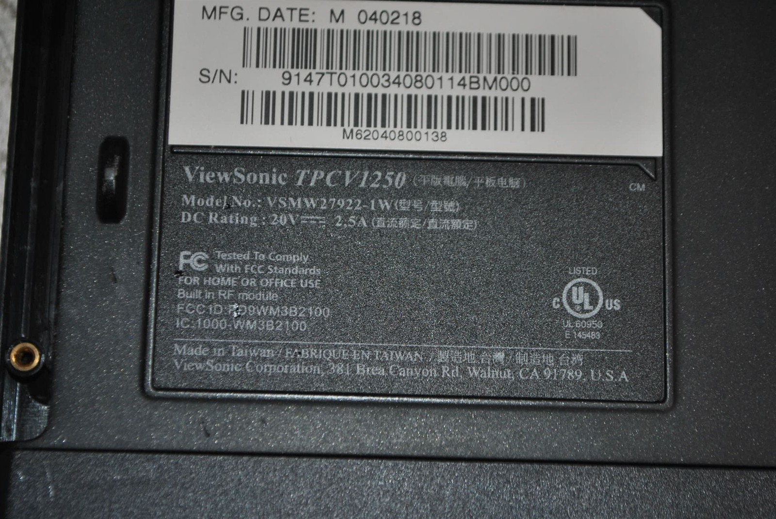 Bad Trackpad ViewSonic TPCV1250 Laptop Intel Pentium M 1GHz 768MB 0HD AS-IS
