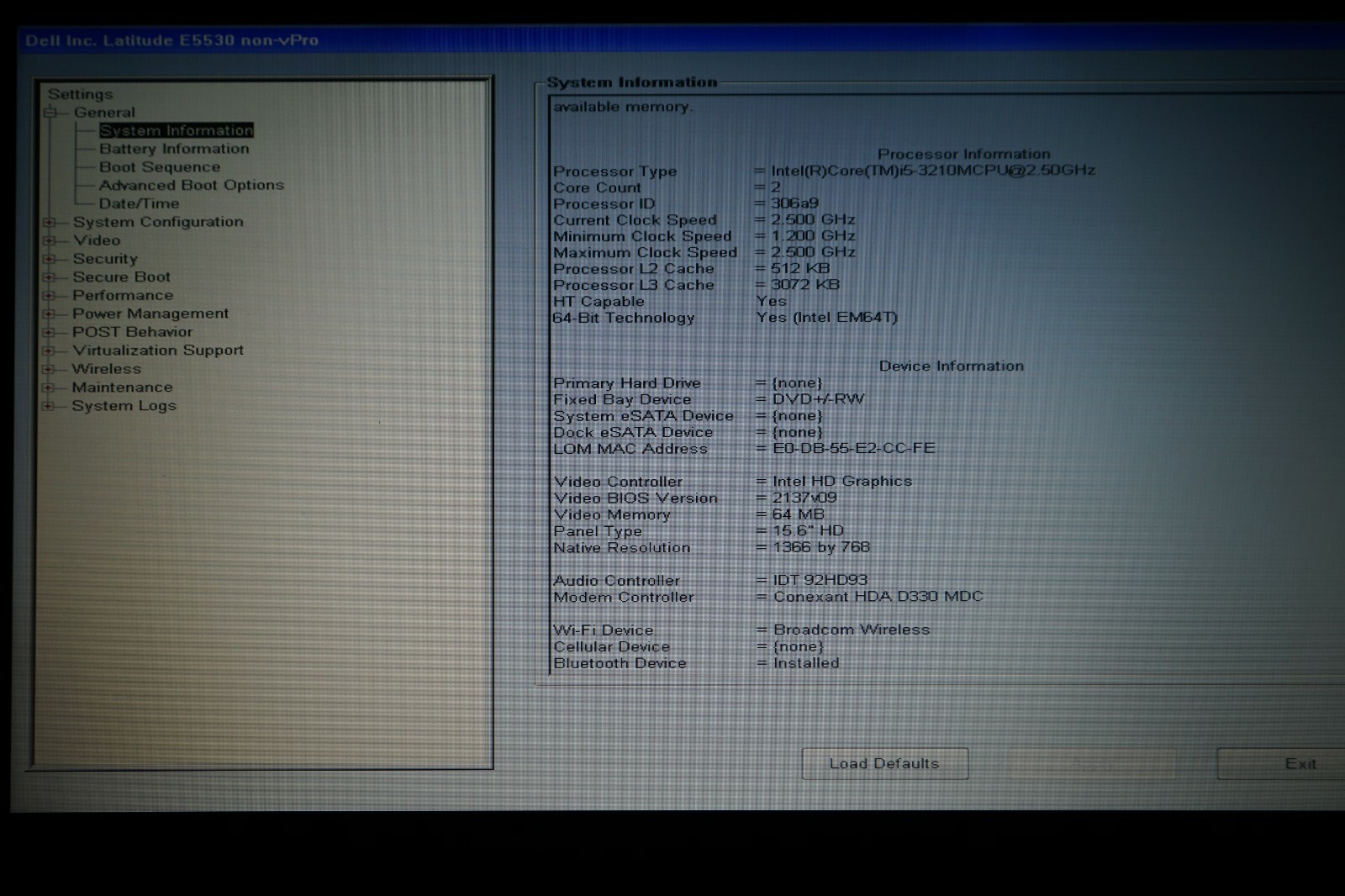 ^ Dell Latitude E5530 Intel Core i5-3210M @ 2.50GHz 4GB Ram No HD #C1220