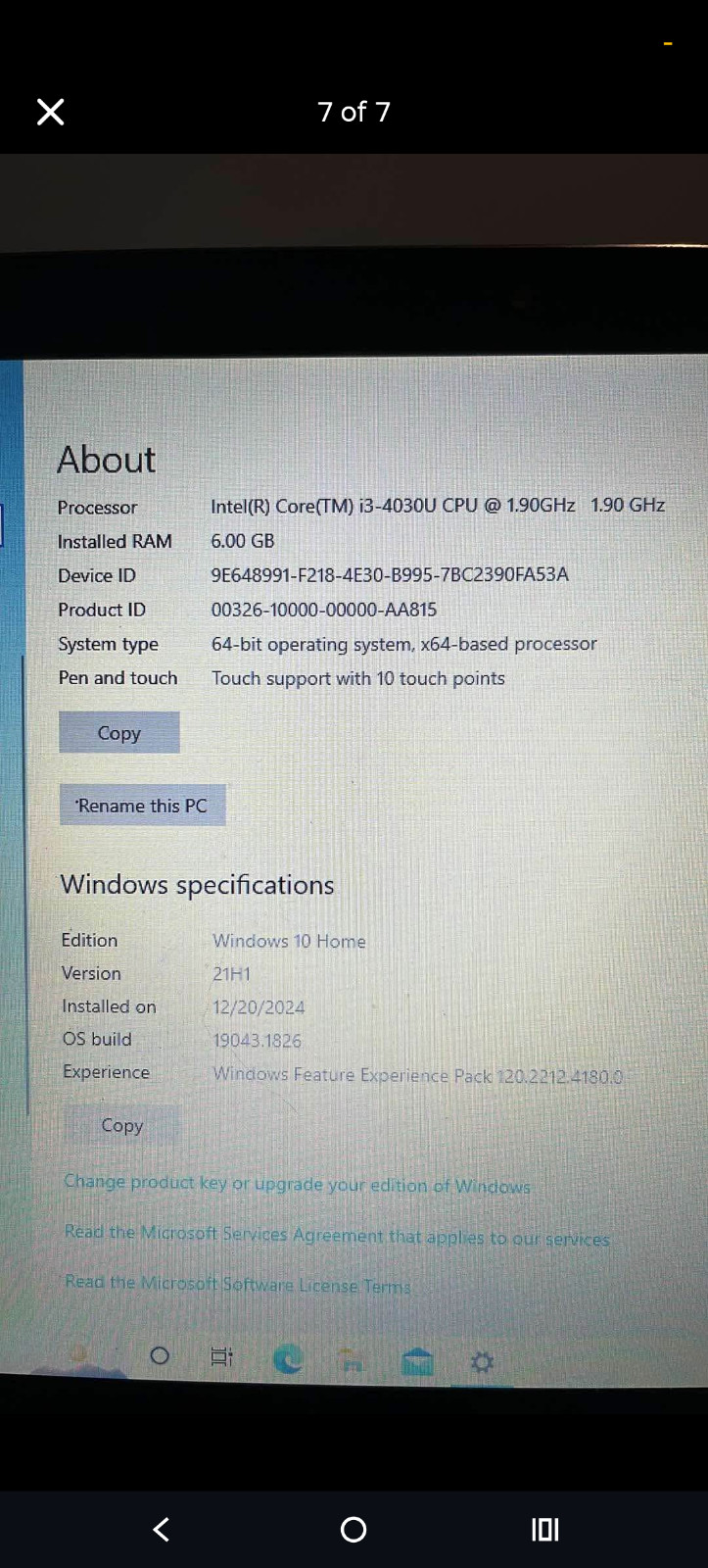 Lenovo Flex-15 Cereliac Intel Core i3 N3530 windows 10 installed