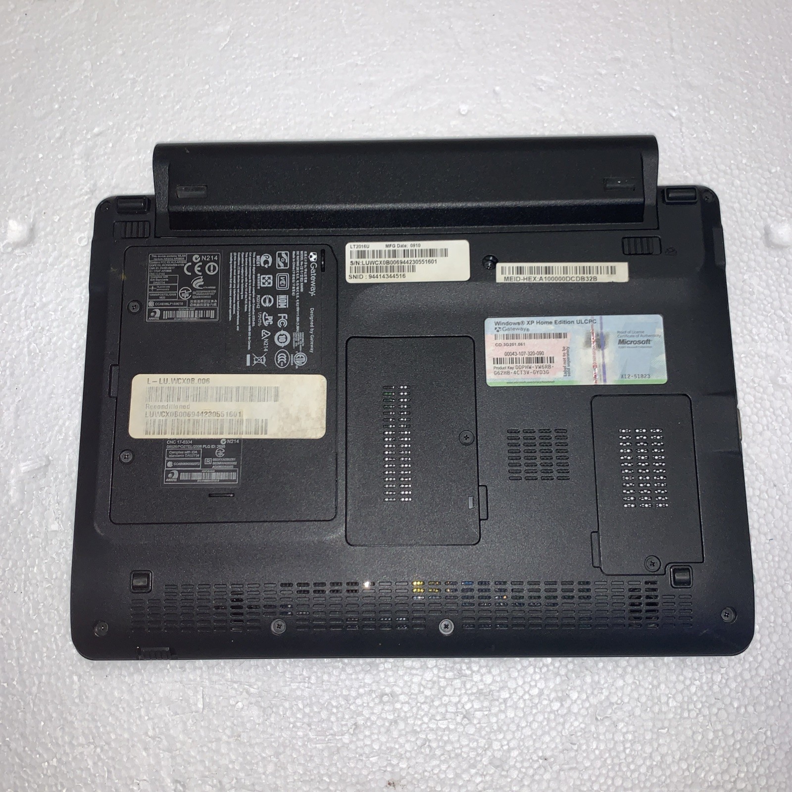 Gateway Netbook KAV6 Intel Atom N270 1.6GHZ 160GB HD 1GB RAM Windows XP PRO SP3