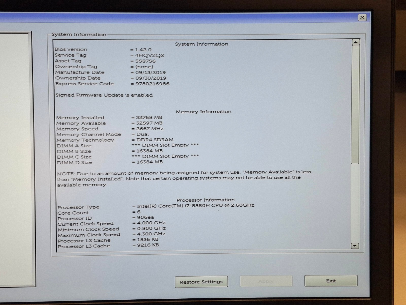 Dell Precision 7530 i7 8850H @ 2.60 GHz 256GB SSD 32 GB 15.6″ FHD Win 11 Pro