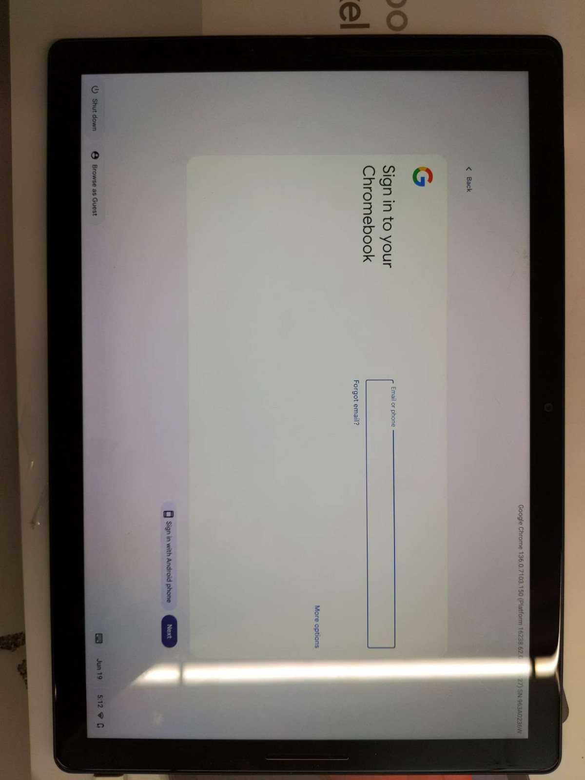 Google Pixel Slate GA00345-US 12.3 8th Gen M3 CPU 8GB RAM 64GB SSD ChromeOS Blue