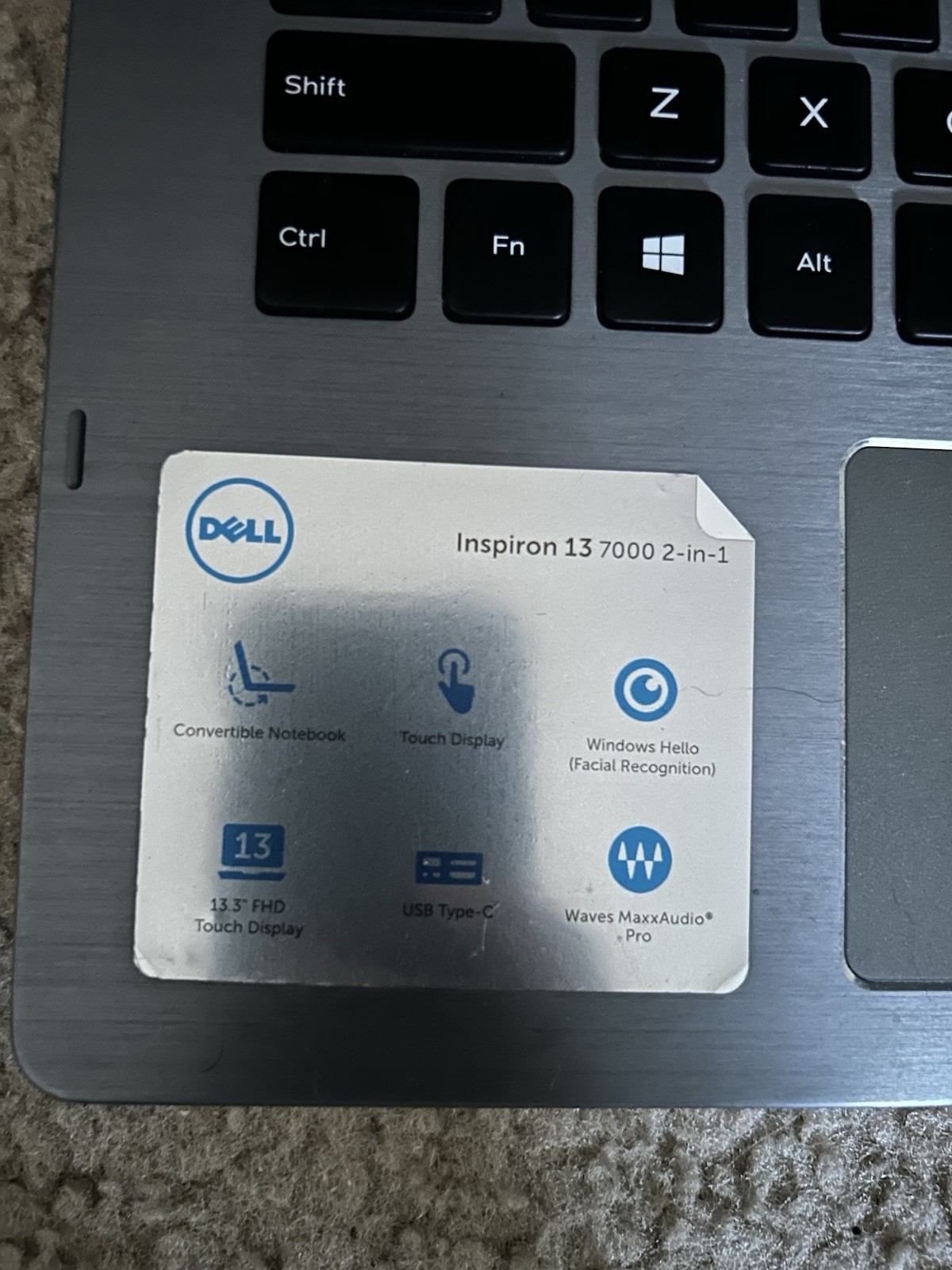 Dell Inspiron 7375 13.3″ Ryzen 5 Touch 2-in-1 Laptop UNTESTED For Parts/Repair