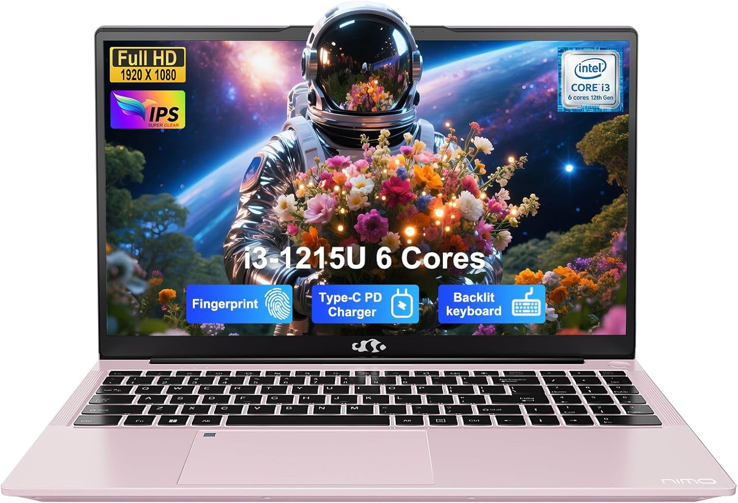 NIMO 15.6″ IPS FHD-Laptop, Intel 6 Cores i3-1215U 8GB RAM 256GB SSD Up to 4.4GHz