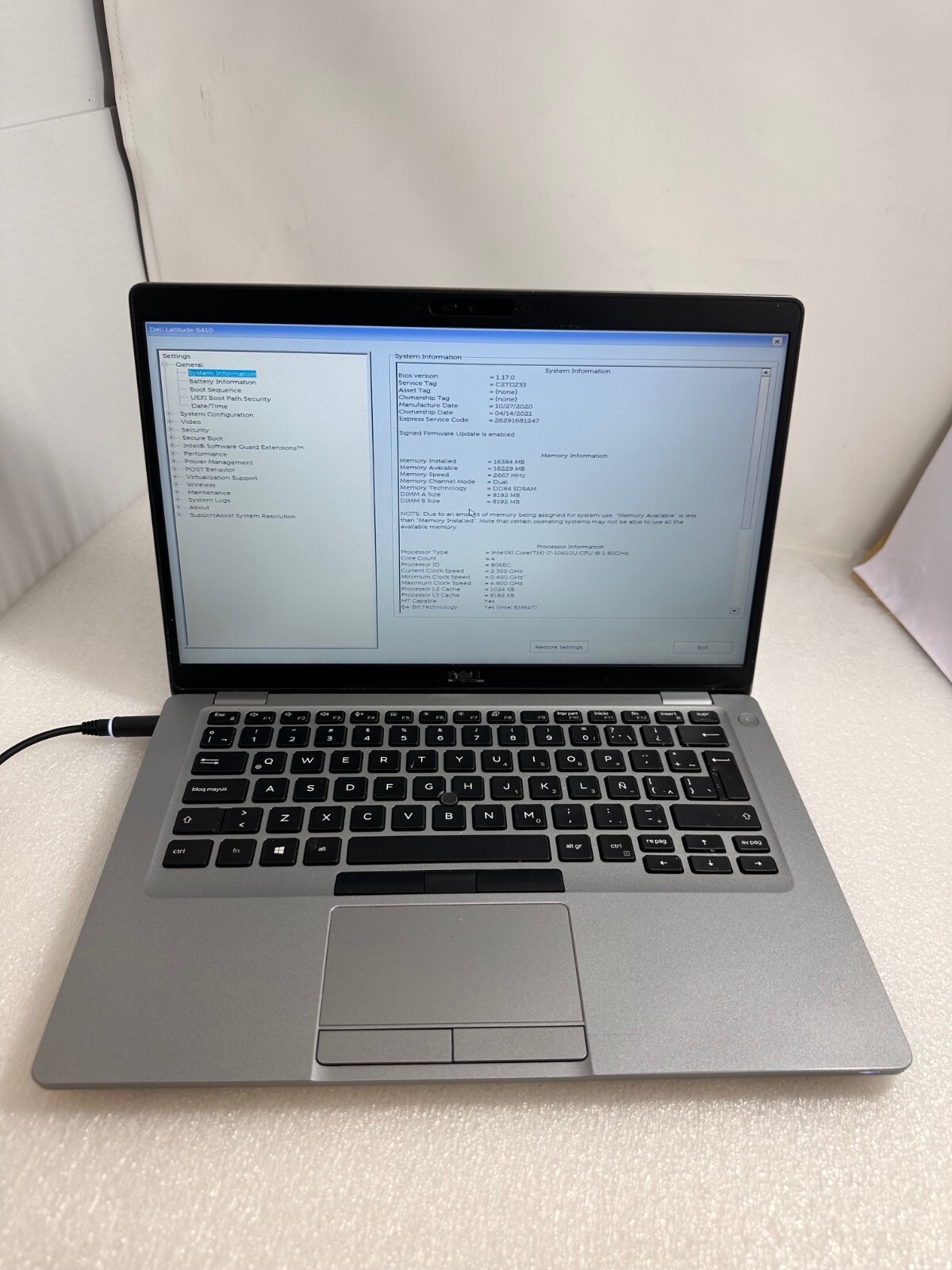 Dell Latitude 14″ 5410 Intel Core i7-10610U 1.80GHz 16GB Ram 512gb PCIe No OS