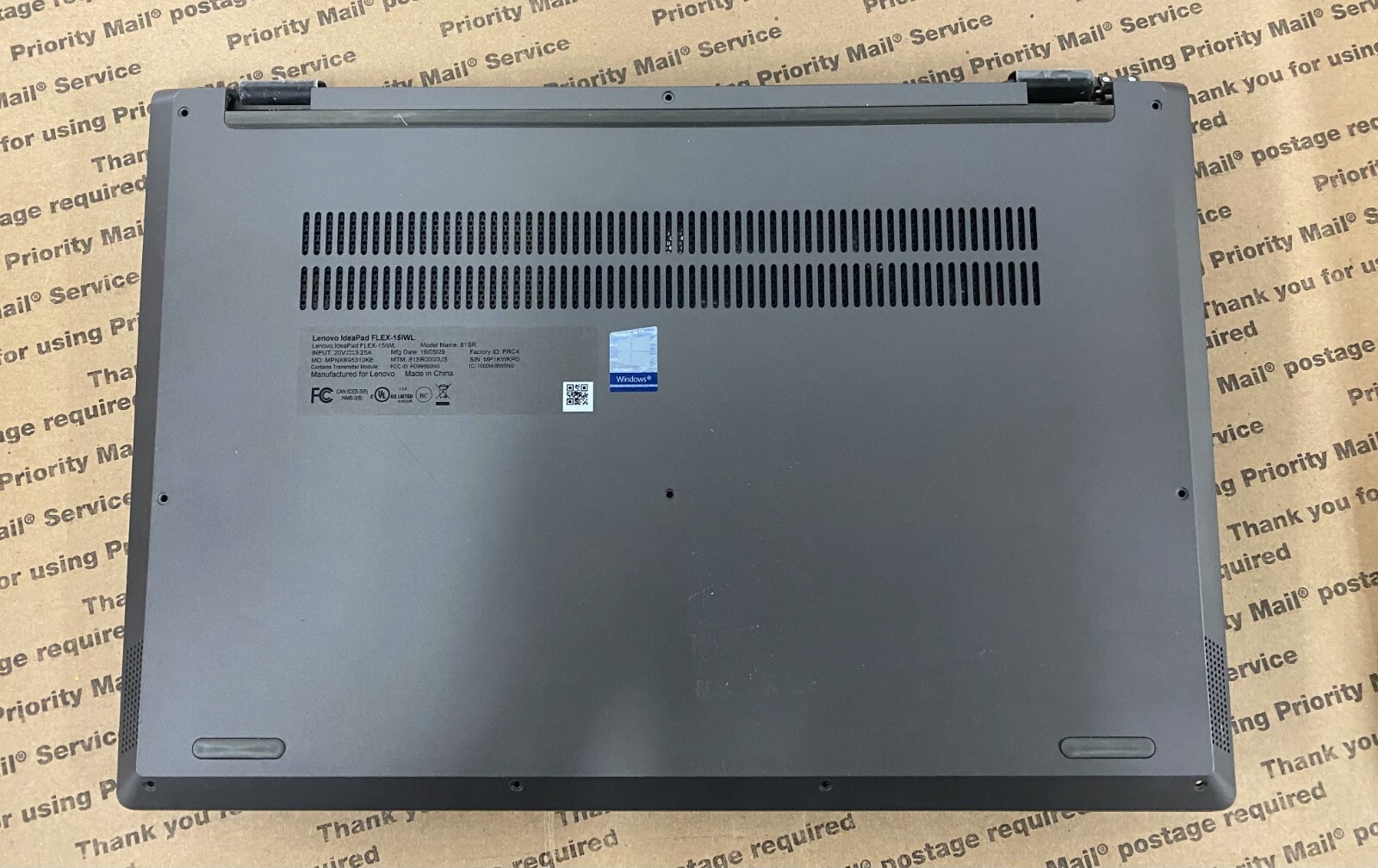 LENOVO IDEAPAD FLEX 15iwl ” Intel i5 8Gen 4GB RAM NO HDD / CHARGER NOT INCLUDED