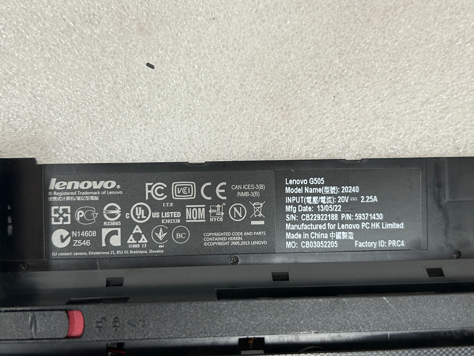 OEM LENOVO G505 Motherboard AMD E1-2100 APU W/RADEON HD Graphics 1.0 LA-9912P