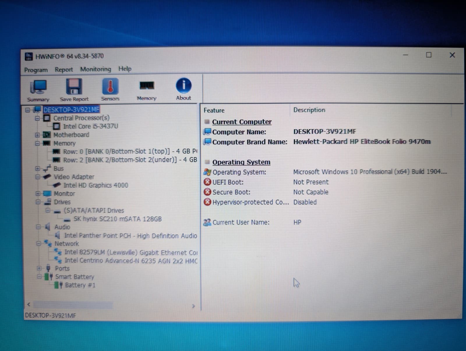 HP EliteBook Folio 9470M | i5 3rd 8GB RAM 128GB SSD | Backlit Win 10 New Battery