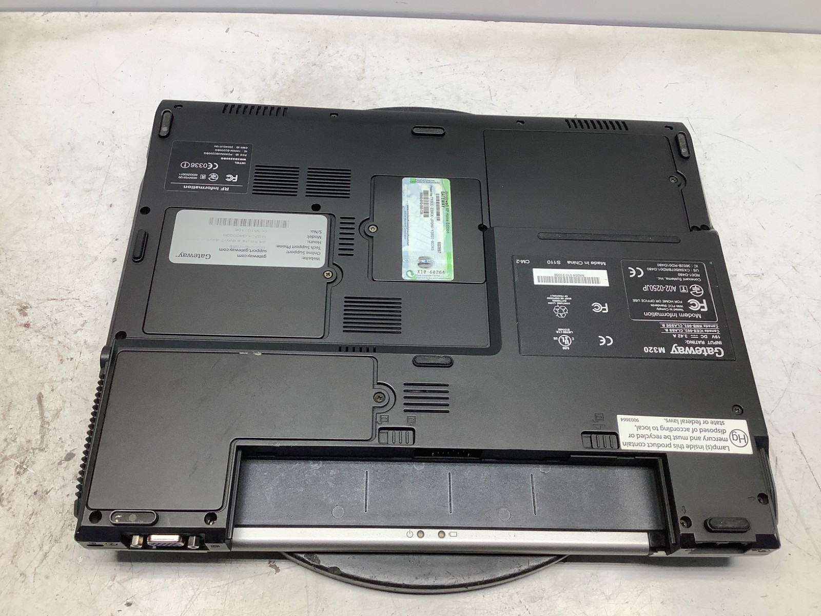 Gateway M320 Intel Pentium M 1500MHz 1 GB NO HDD/Battery