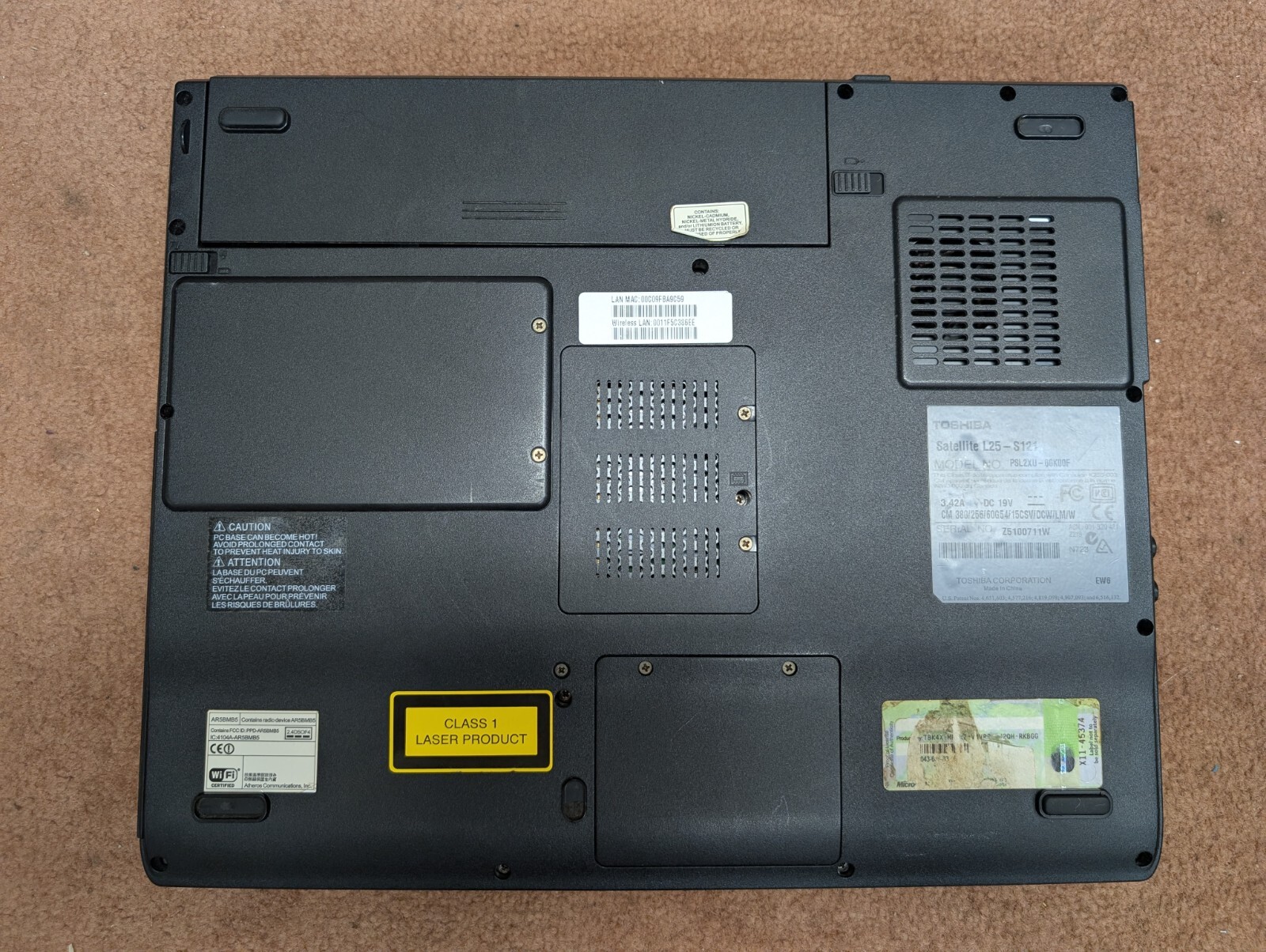 Toshiba Satellite L25-S121 – Celeron M 1.60GHz – ATI – 80GB HDD – XP – READ DESC
