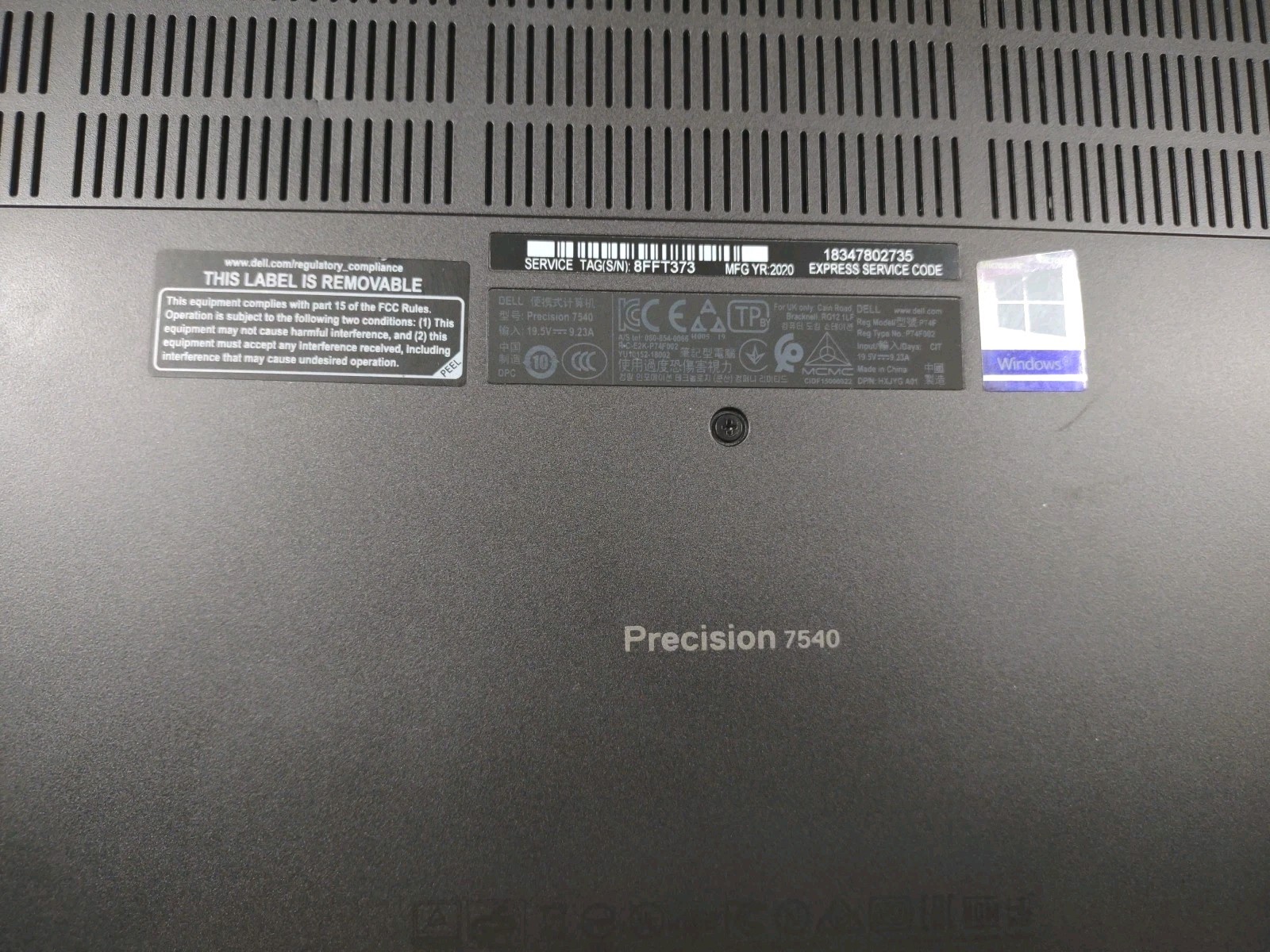 Dell Precision 7540 15.6″ W/ i7-9850H 2.6GHz 16GB 256GB SSD