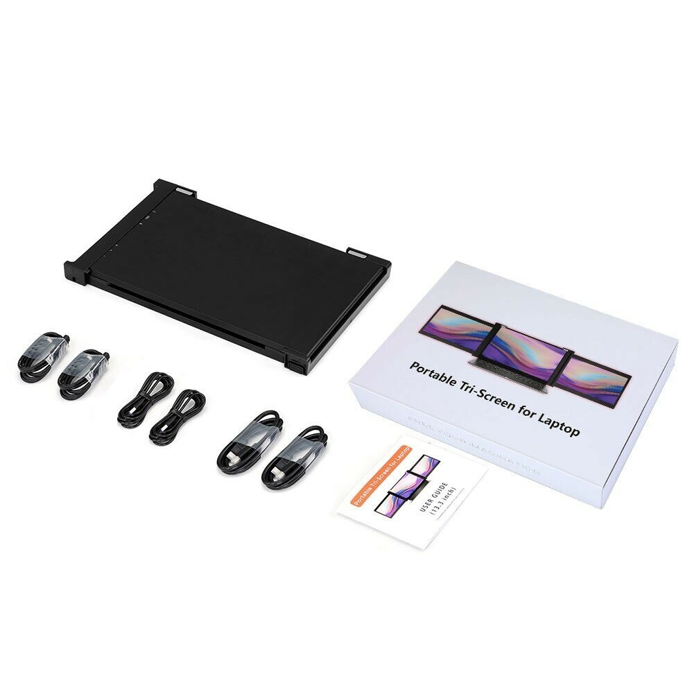 Portable Tri-Screen for Laptop Monitor 13,3″ 1920×1080 USB-C HDMI Gaming Display