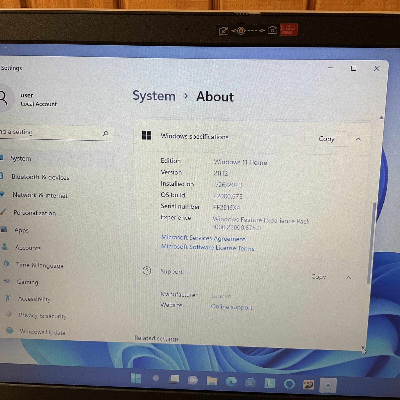 Lenovo IdeaPad 3 (Intel(R) Core(TM) 13-1005G1 CPU @ 1.20GHz1.19 GHz)