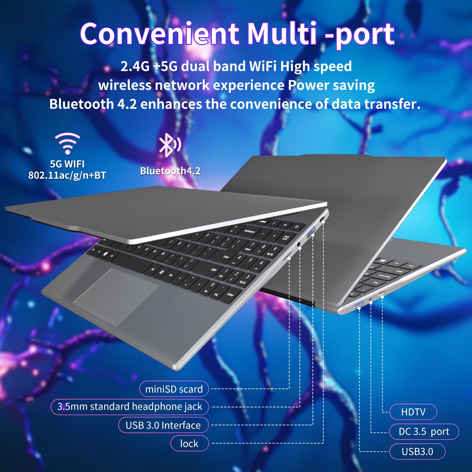 14.1″ FHD Portable Laptop 4-Core 2.9GHz N5095 8GB + 256GB for Business & Study