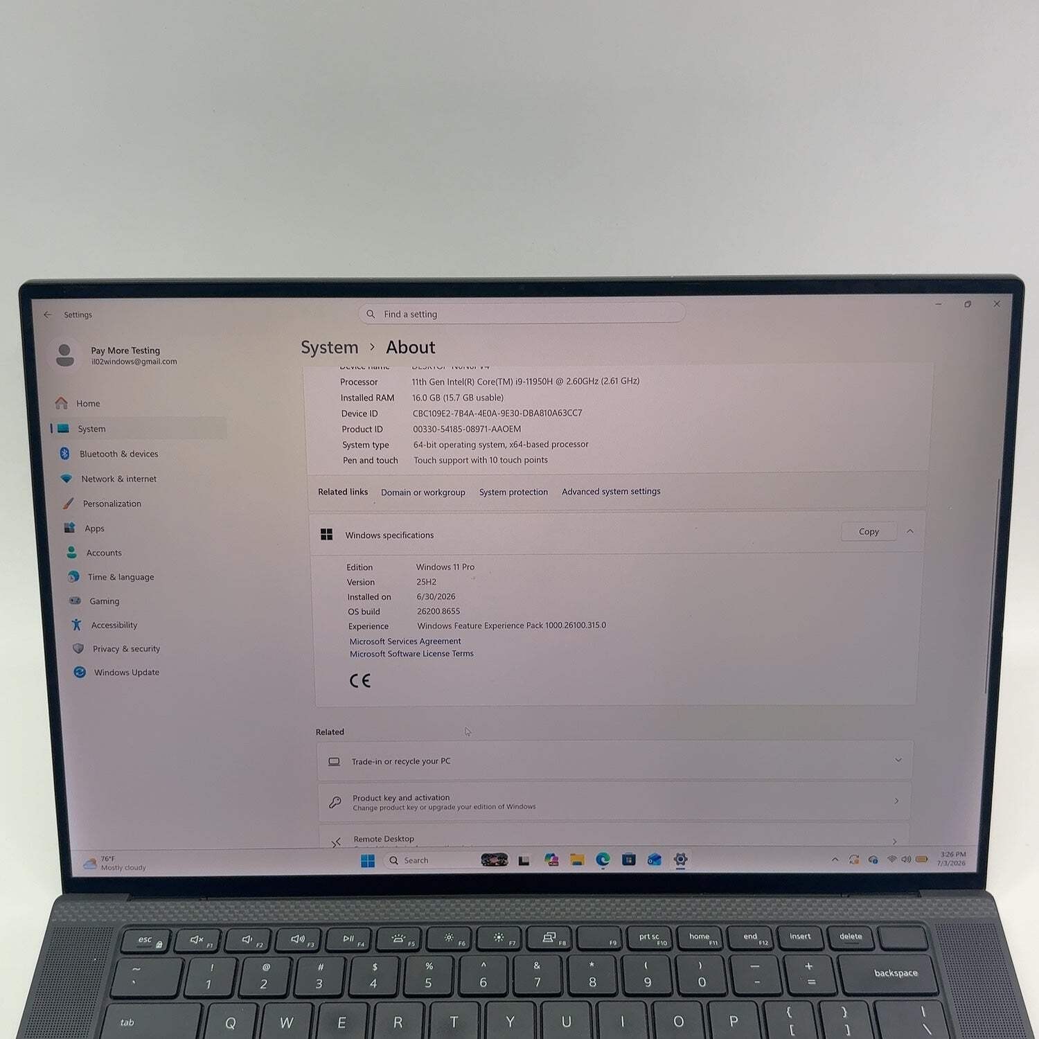 Dell Precision 5560 15.6″ i9-11950H 2.6GHz 16GB RAM 500GB SSD RTX A2000