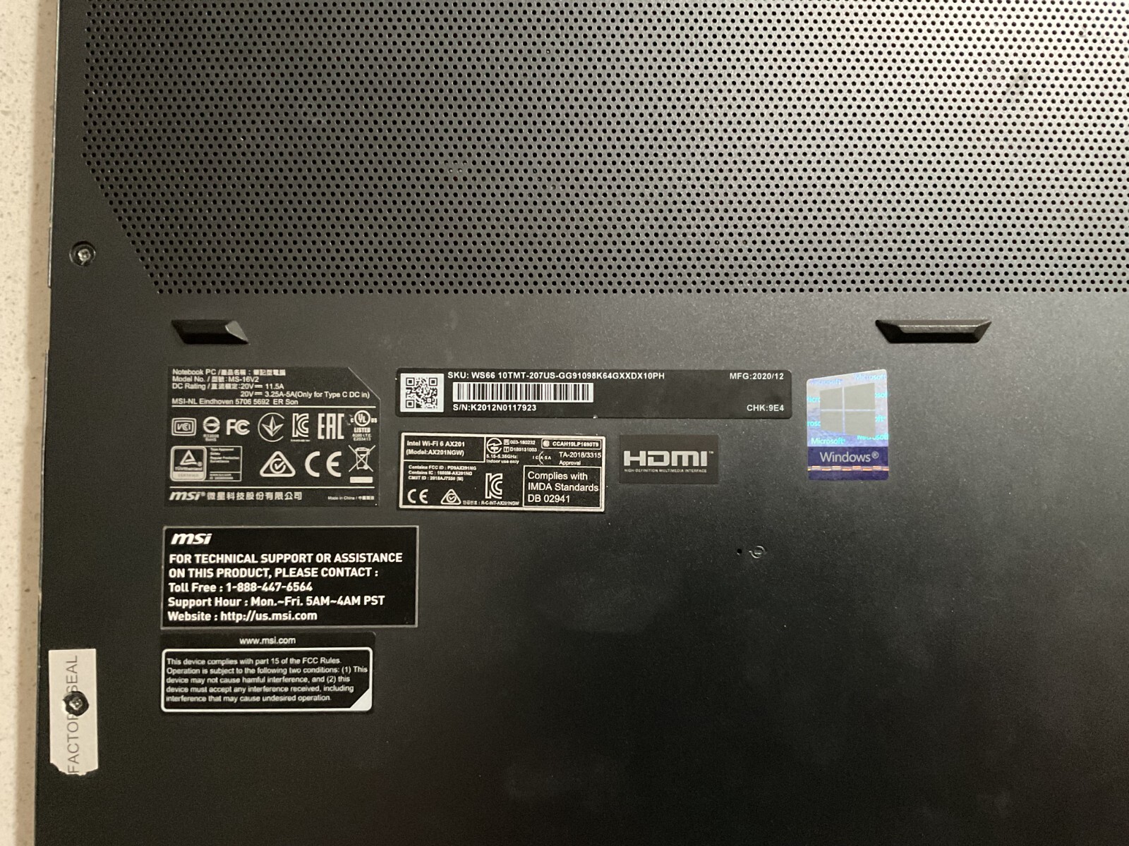 MSI LAPTOP WS66-10TMT-207US RTX 5000 W/16GB VRAM | 64GB RAM | 1TB SSD