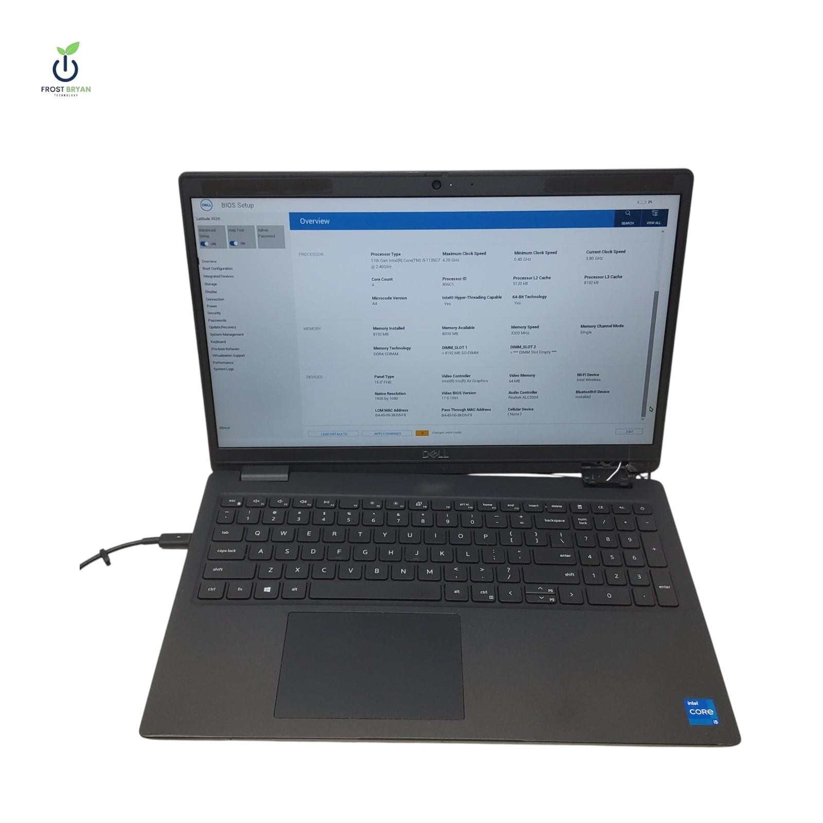 DELL LATITUDE 3520 Laptop i5-1135G7@2.40GHZ 8 GB No SSD/OS Grade D [DEFECTIVE]