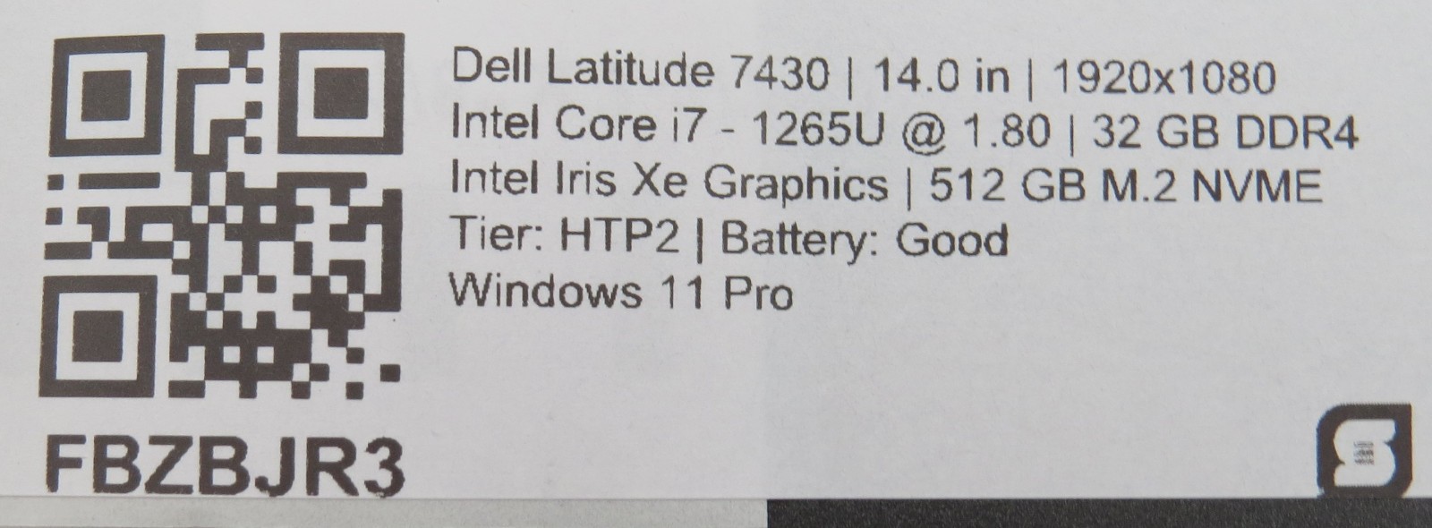 Dell Latitude 7430 i7-1265U @ 1.8GHz 32GB / 512GB m2 14″ Touch Win11