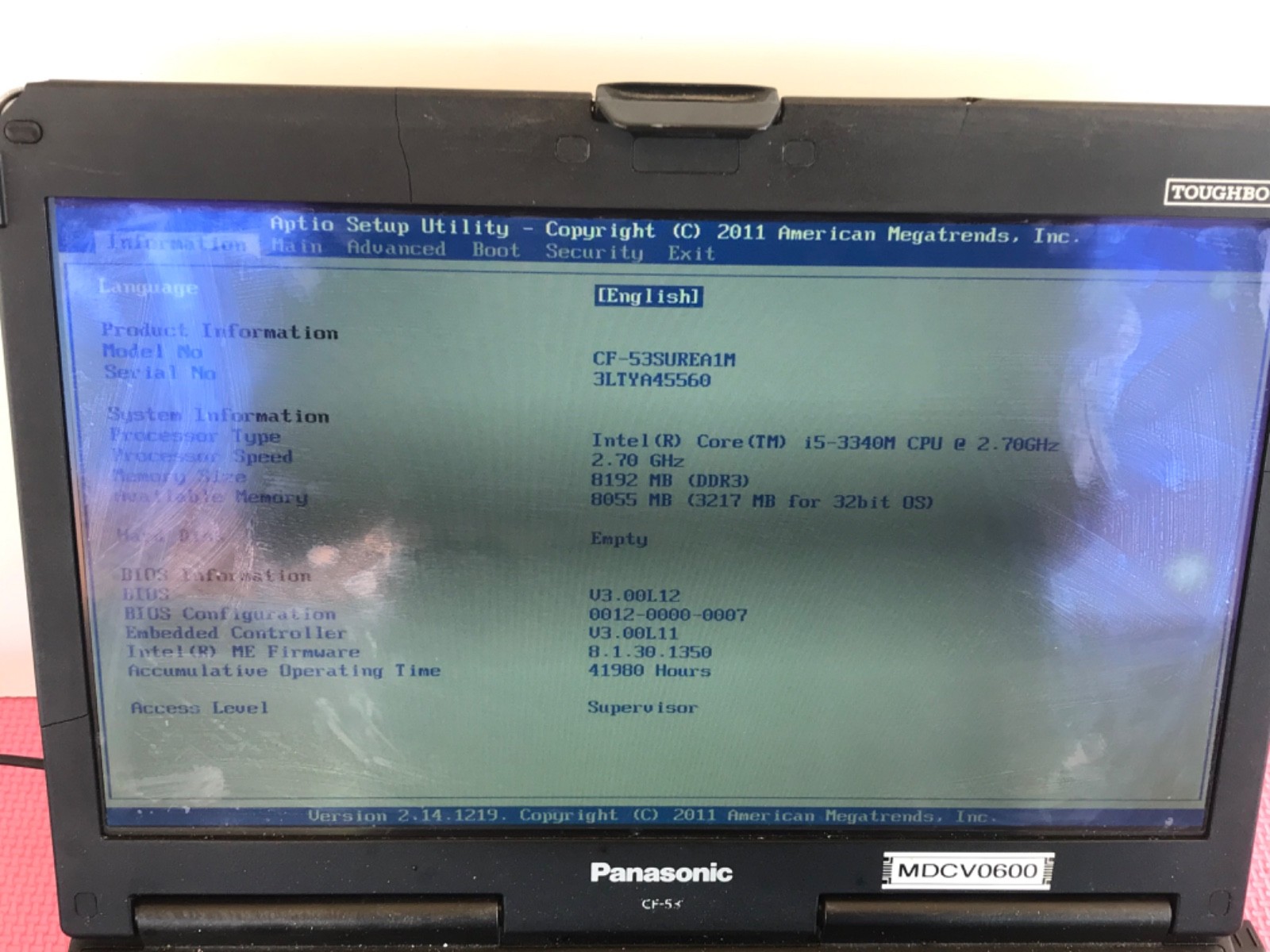 Panasonic Toughbook CF-53 i5-3340M 2.7GHz 8Gb NO HD/ Caddy MK3 53SUREA1M #2