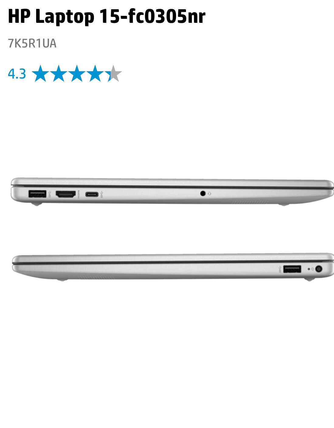 HP Laptop 15-fc0305nr7K5R1UA