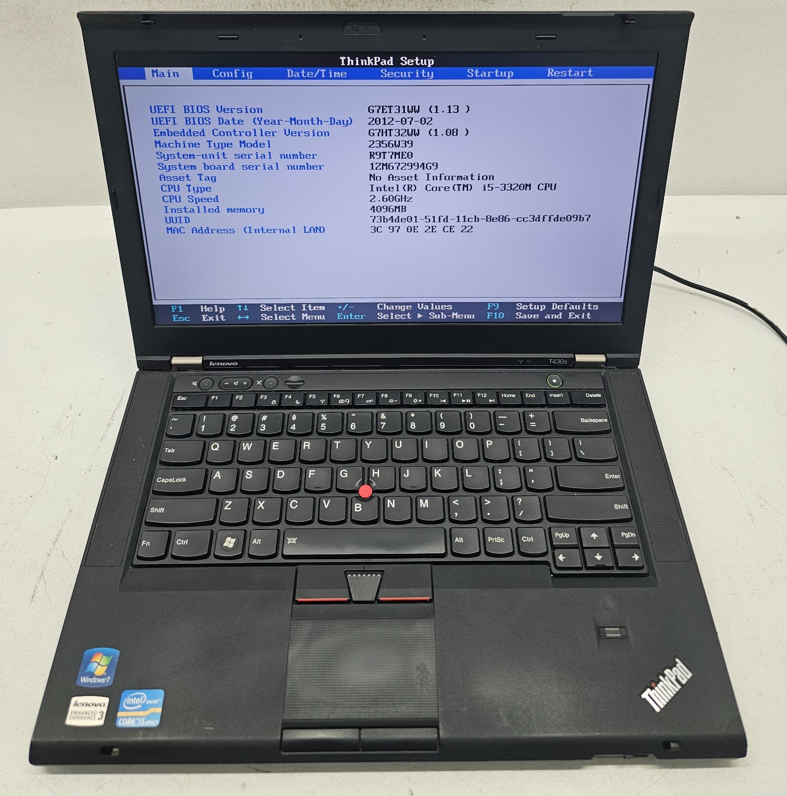 Lenovo ThinkPad T430S 14″ Laptop Intel Core i5-3320M 4GB RAM NO HD/OS (FL)