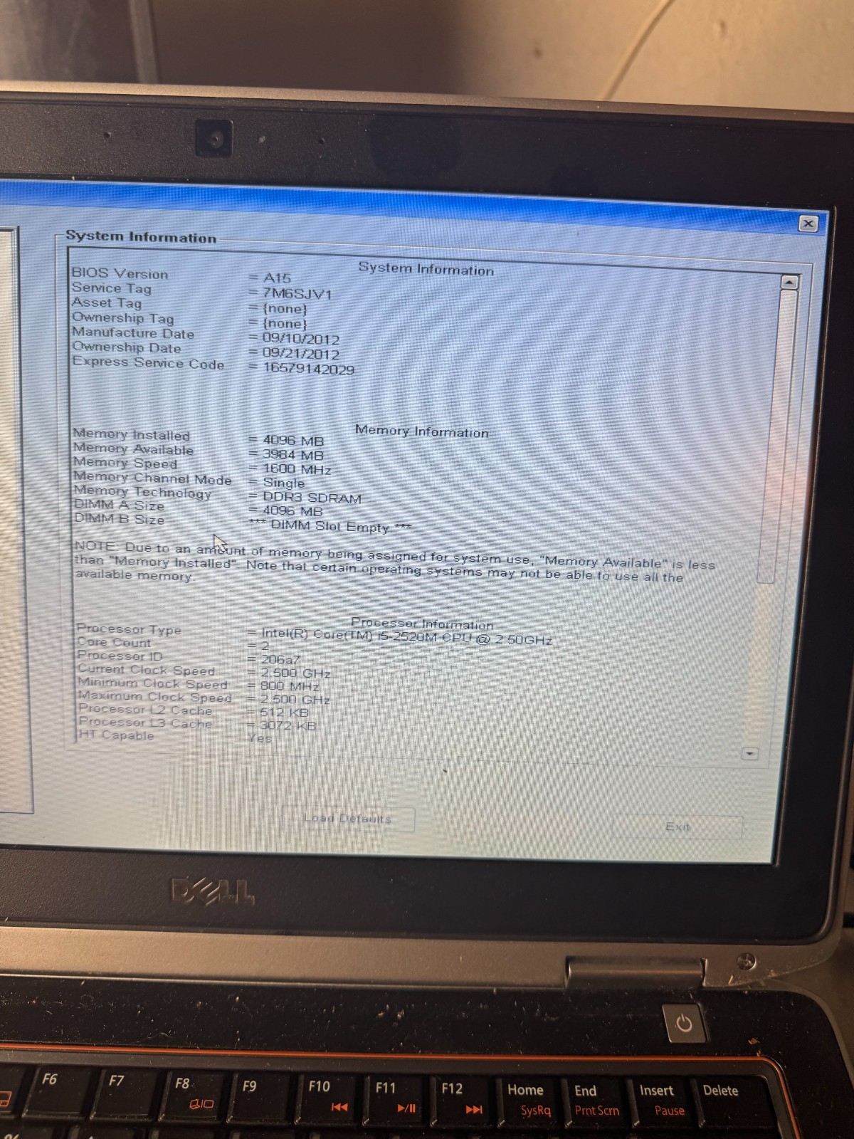 Dell Latitude E6320 Intel Core i5-2520M, 4GB RAM, 13.3″ Laptop for Repair #4814