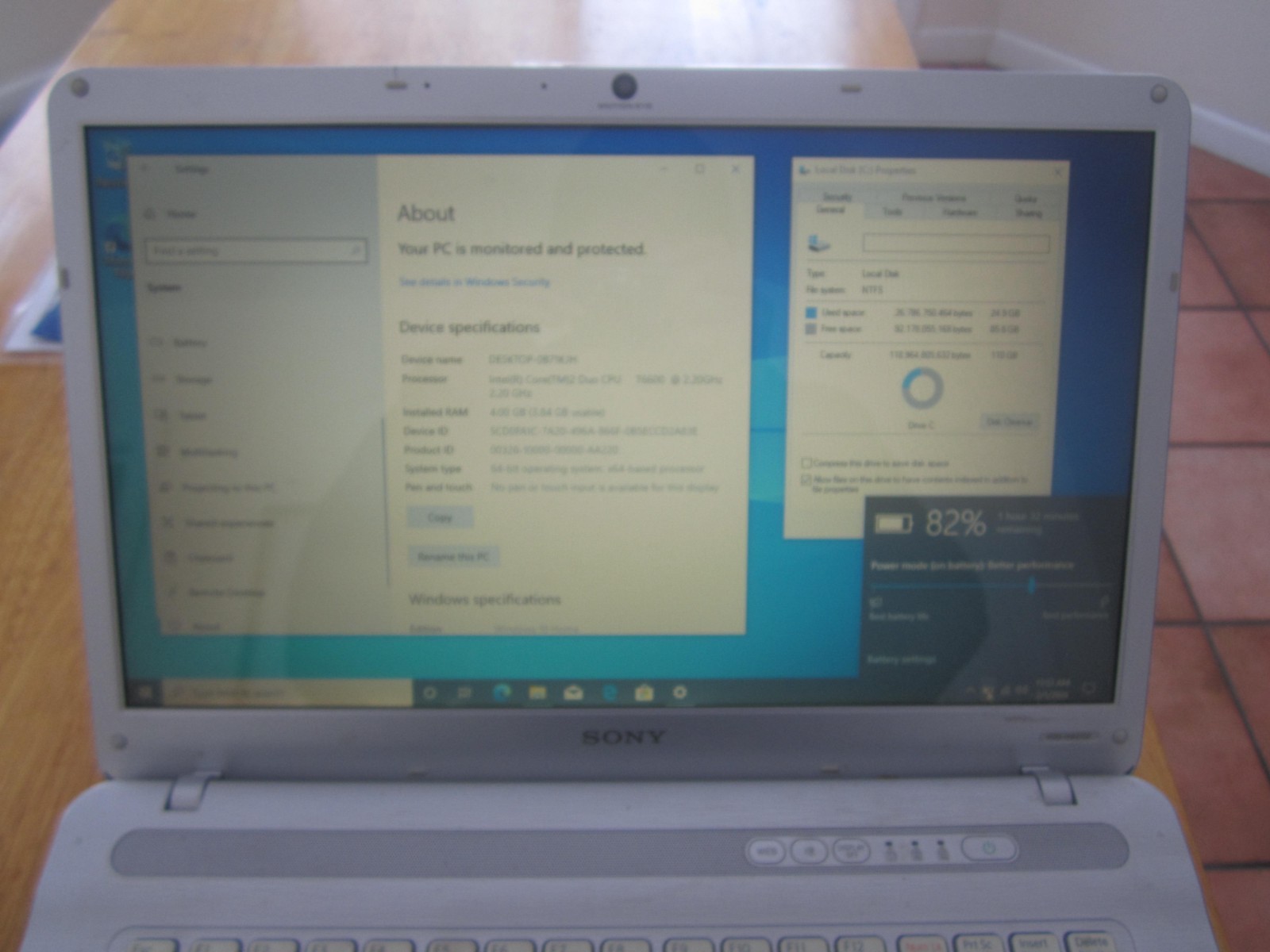 SONY VAIO PCG-7184L Laptop 2.2GHz 4GBRAM 120GBHD SCREEN INTACT NoPwrCord – WORKS