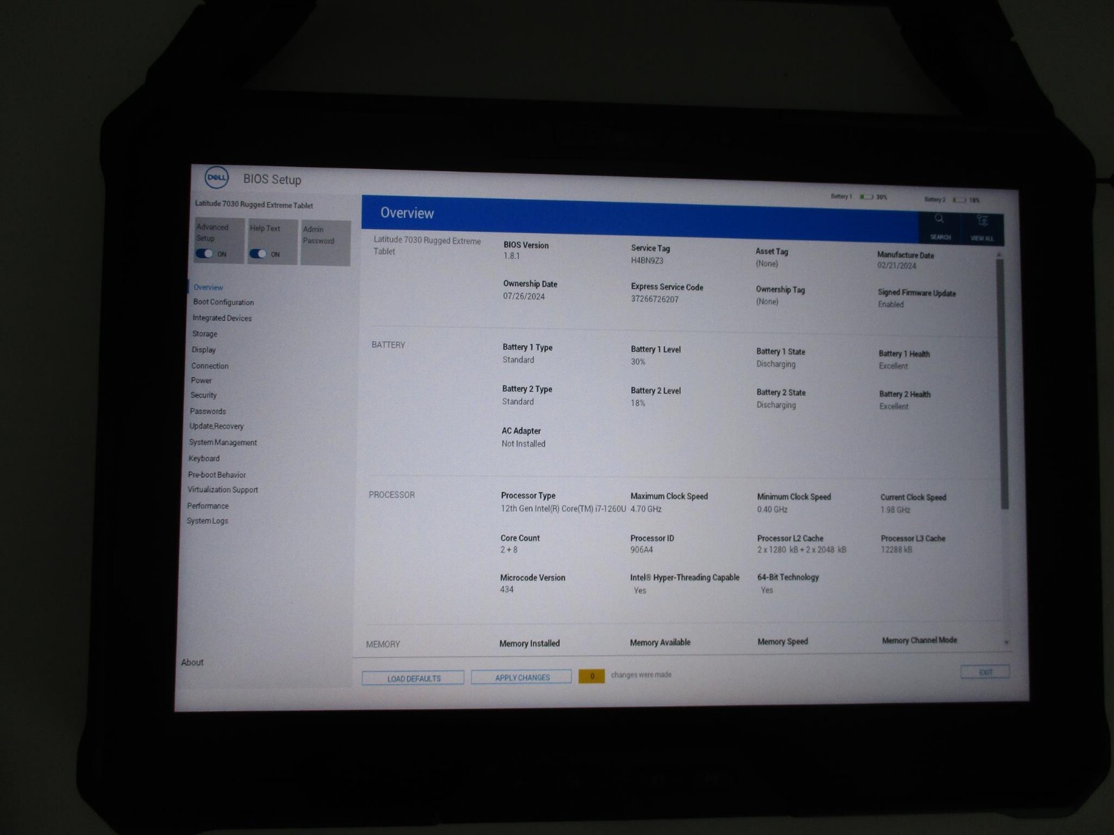 Dell Latitude 7030 Rugged Extreme Tablet 10.1″ i7-1260U 32GB 256GB Wi-Fi BT GPS