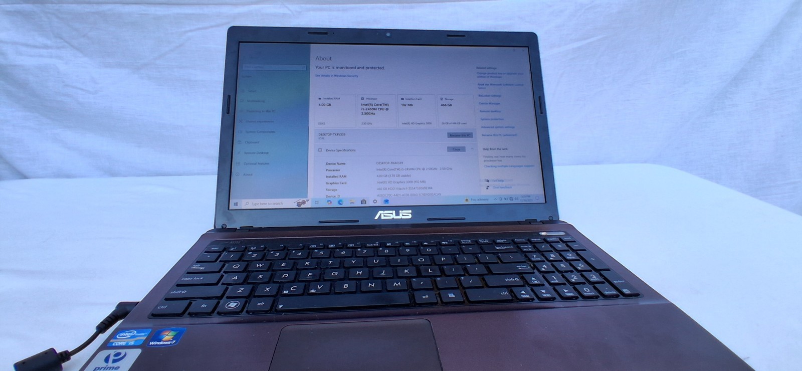 ASUS K53E 15.6″ Laptop Intel Core i5-2450M 2.5 GHz 4GB RAM 500 GB Hard Drive Bro