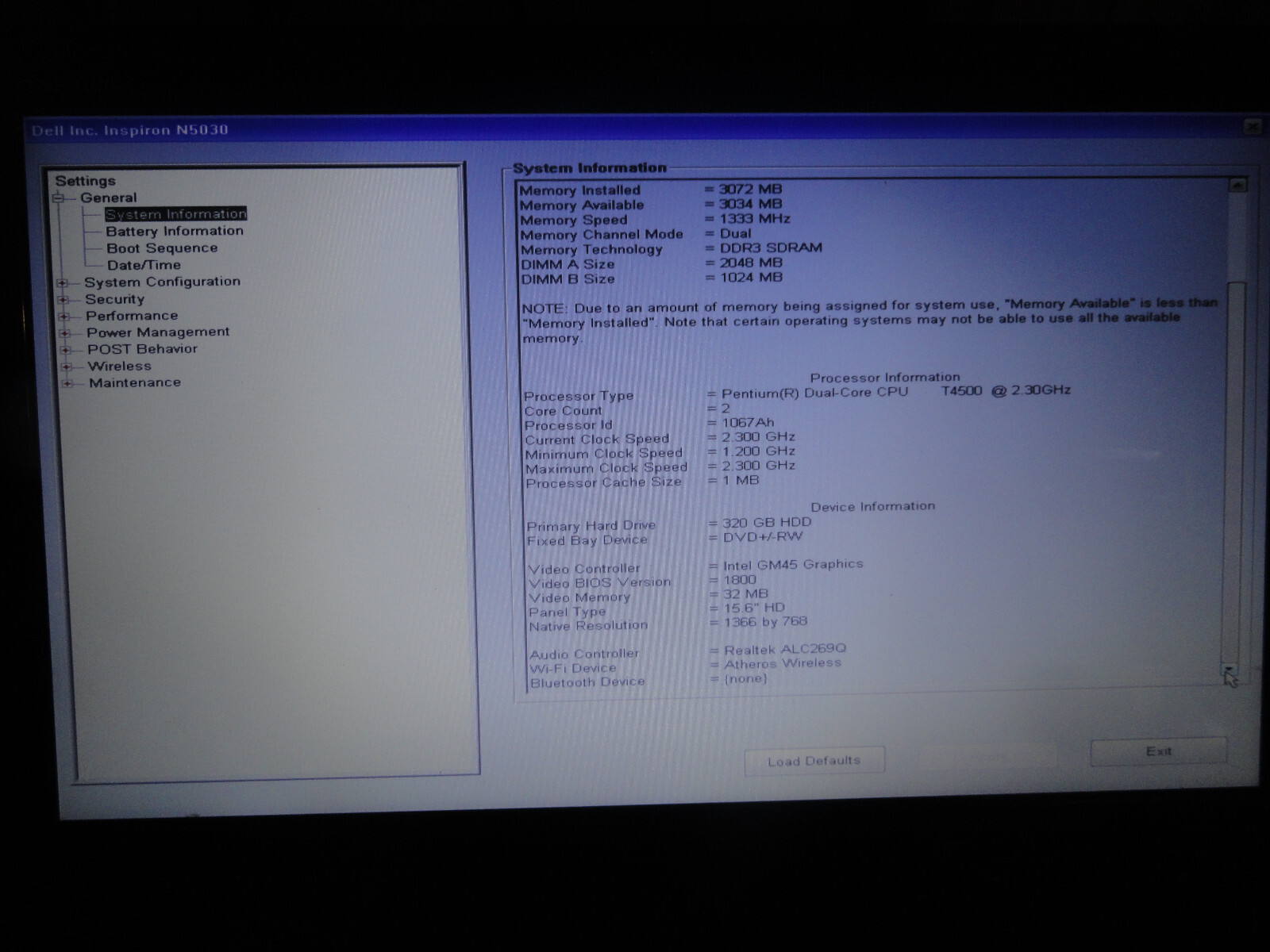 Dell N5030 15.6in. (320GB, Intel Pentium, 2.3GHz, 3GB) Notebook/Laptop – Black –