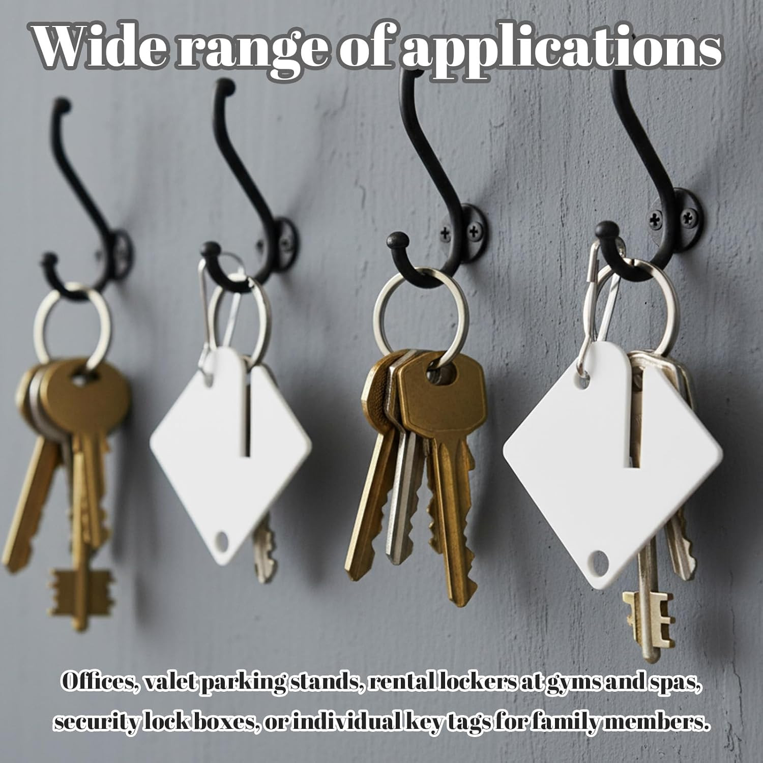 50 PCS Key Tags Slotted Key Tags with Metal Snap Hooks 1.57 X 1.46 Inch for Boxe