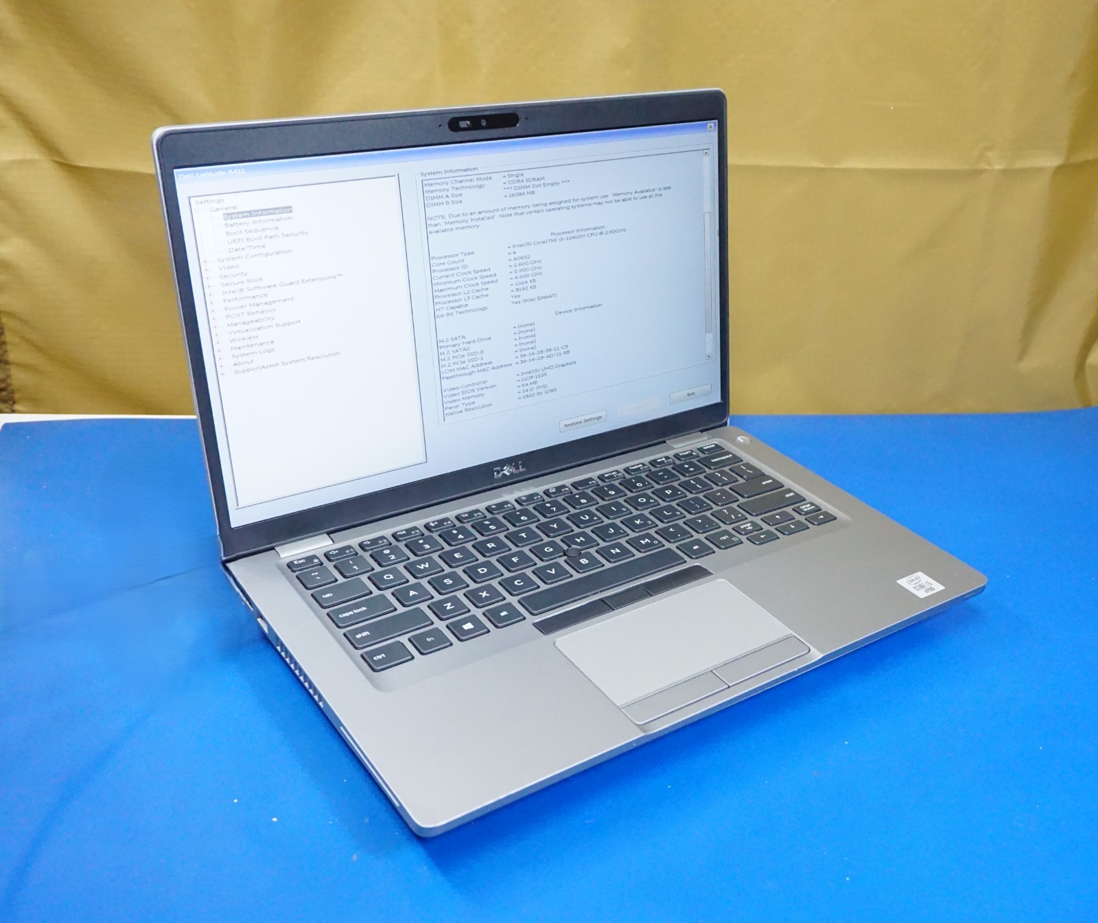 Dell Latitude 5411 14″ Intel Core i5-10400H @2.60GHz 16GB RAM (No SSD/Battery)