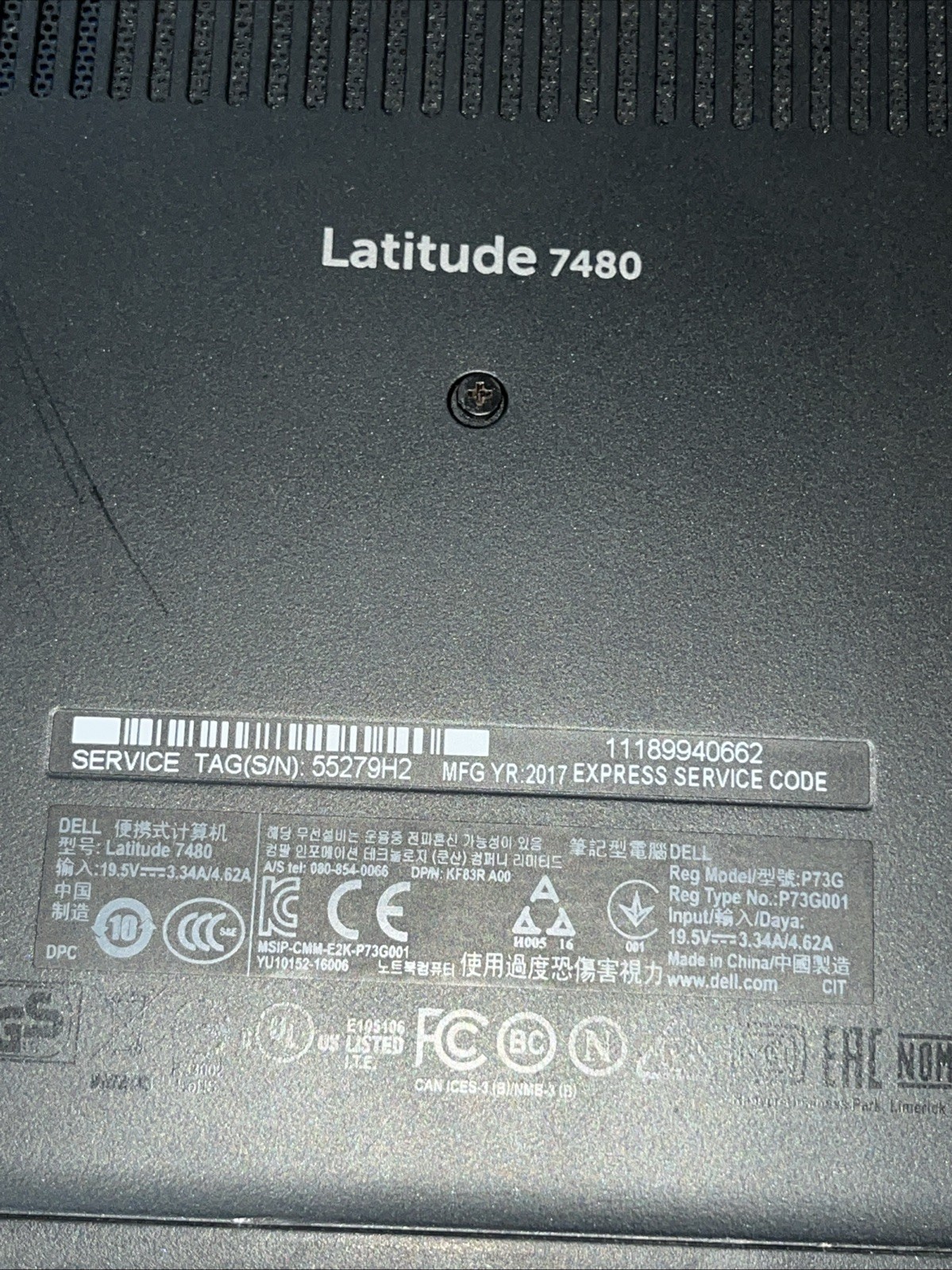 DELL LATITUDE 7480 INTEL CORE I7-7600U 8GB RAM NO HD .