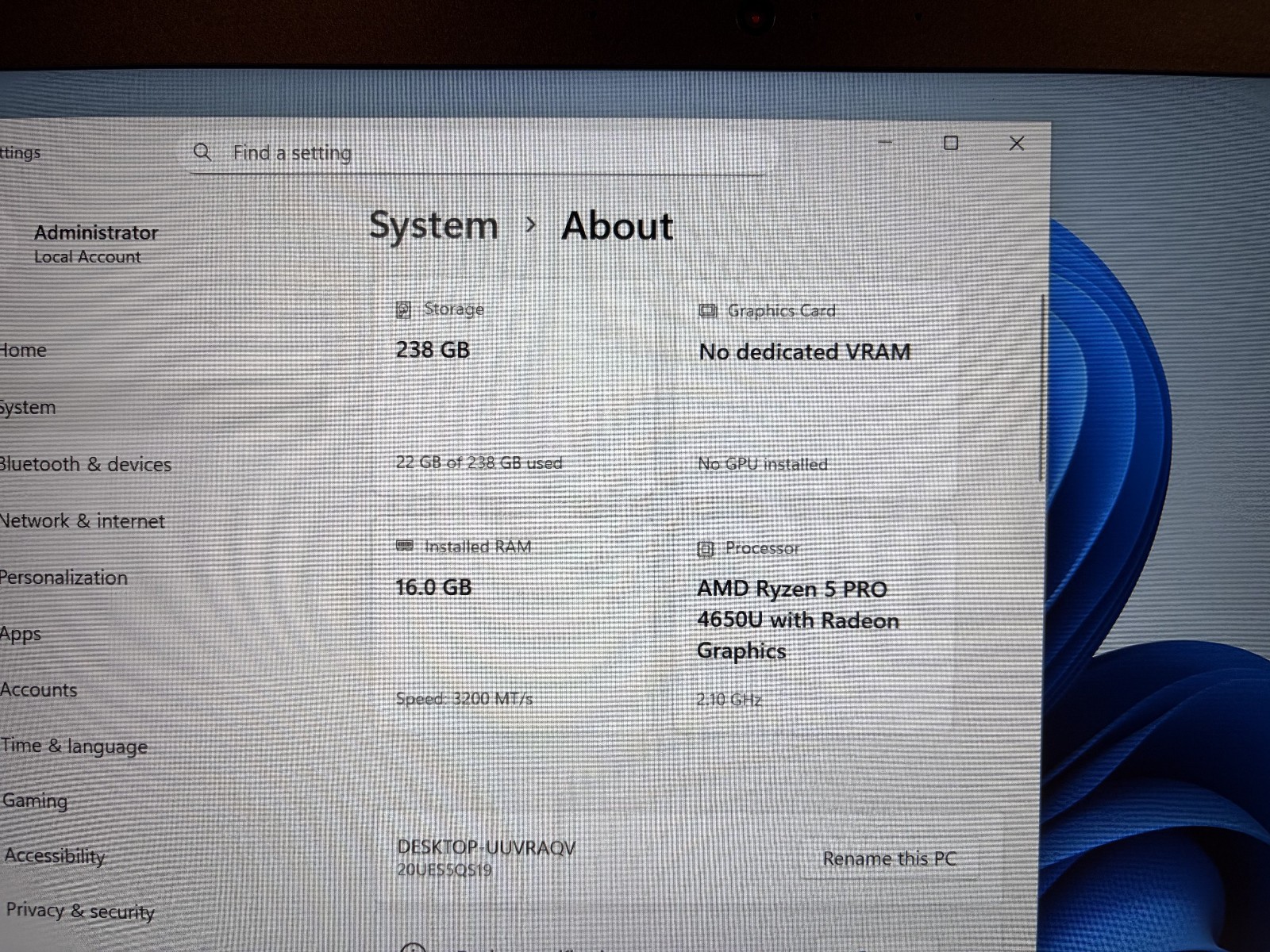 Lenovo ThinkPad T14 (Gen 1) 14″ Ryzen 5 Pro 4650U 16GB 256GB SSD Great Condition