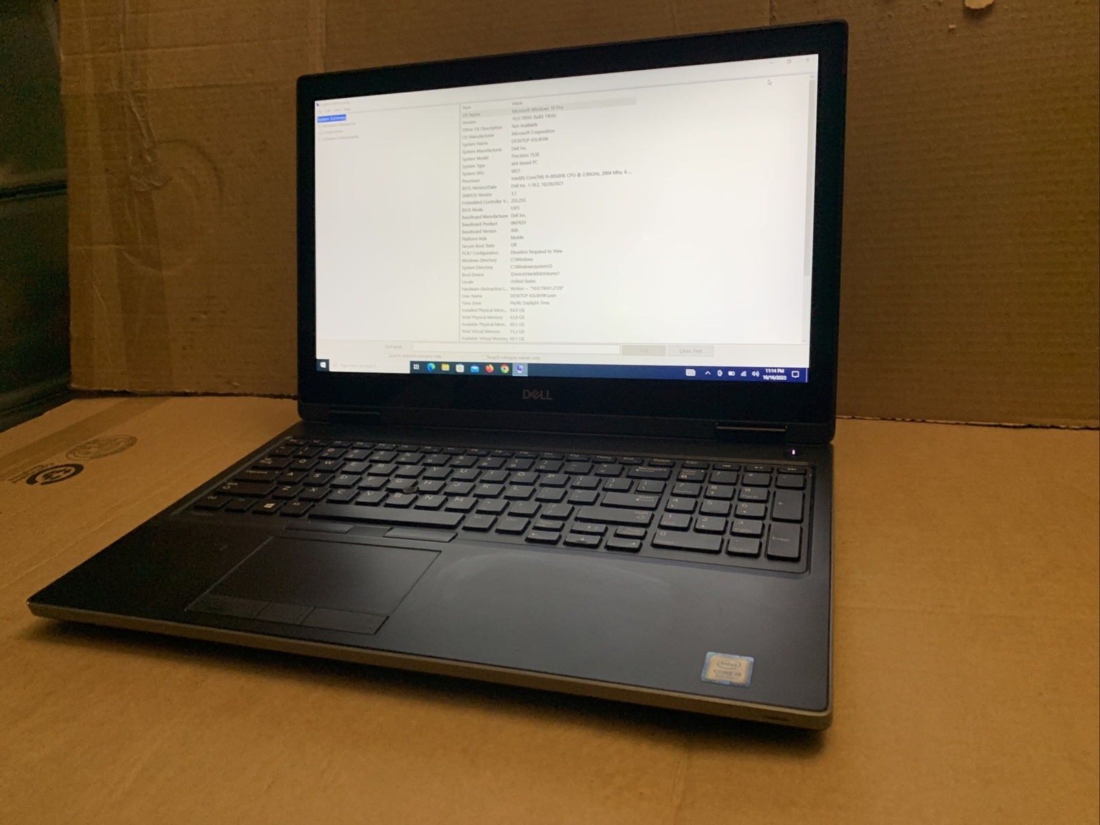 Dell Precision 7530 i9-8950HK 64GB 1TB SSD P3200 6GB 15.6″ W 10 Pro Touch CLEAN