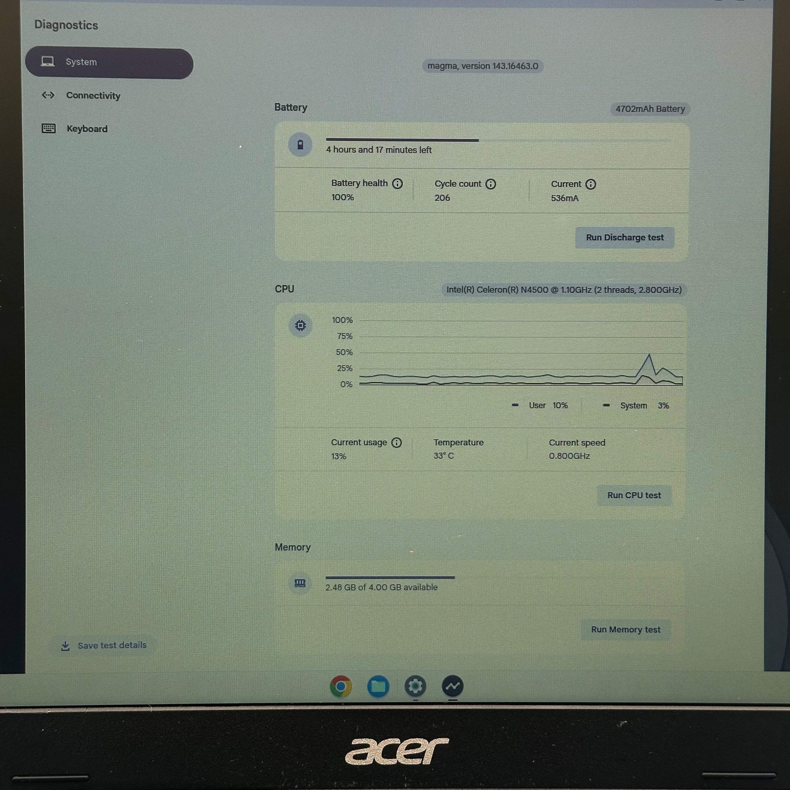Acer Chromebook 315 CB315-4H Series 15.6-inch Intel Celeron N4500 4GB RAM 32GB