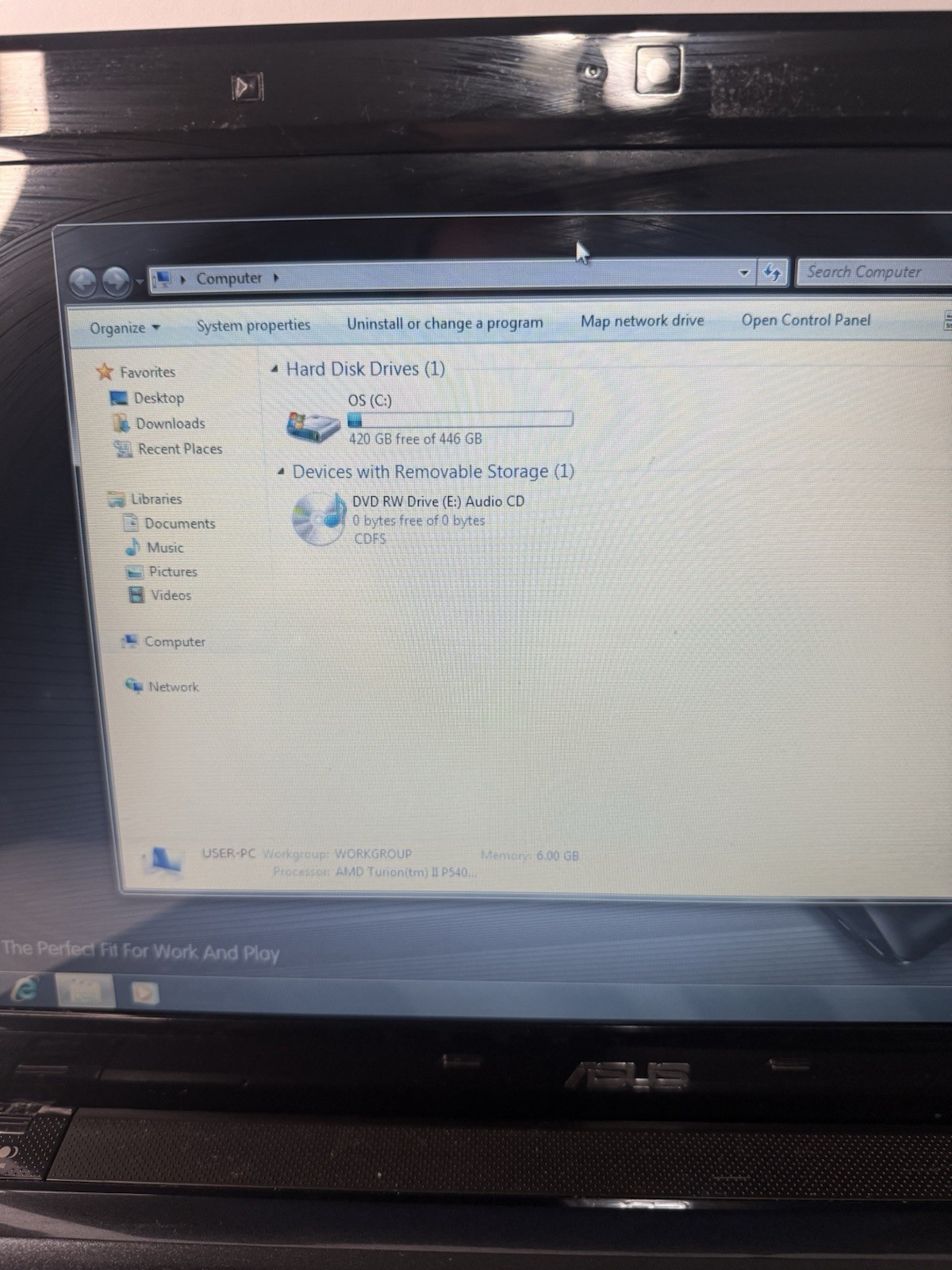 ASUS K52N Notebook Laptop 15.6″ AMD Turion II 6GB RAM 450GB HDD Windows 7 64 Bit