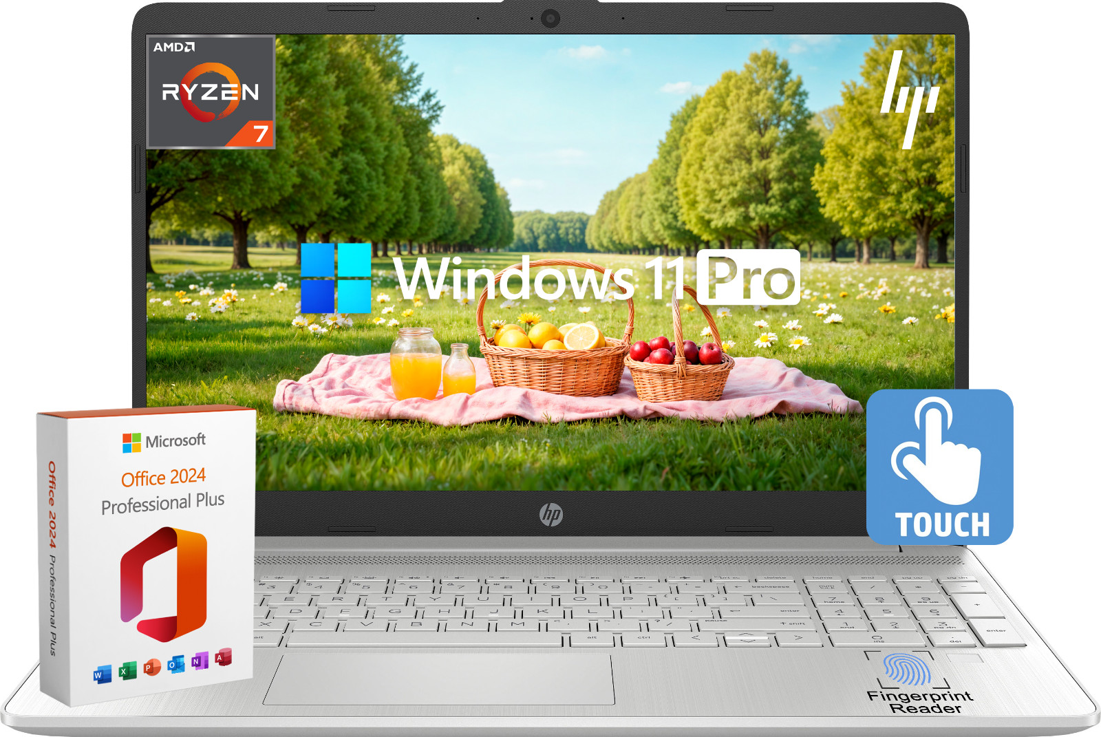 HP Laptop Notebook 15.6″ FHD Touch AMD Ryzen 7 Up to 32GB RAM 2TB SSD Win 11 Pro