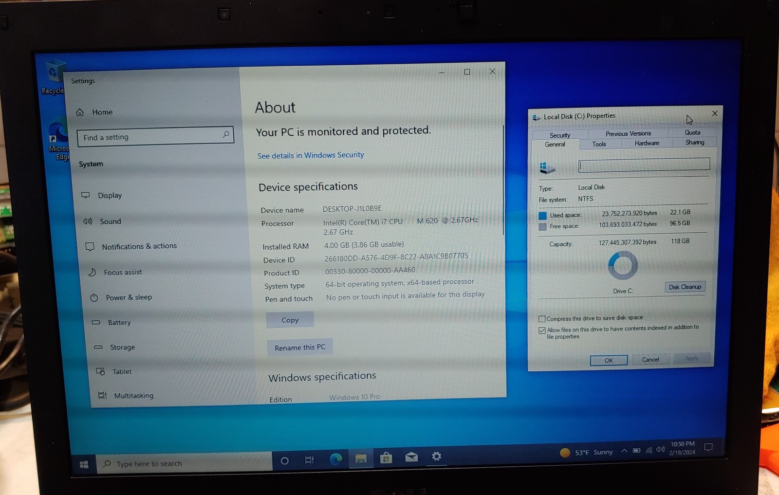 Dell Latitude E6410 Laptop i7 4GB 128GB SSD Windows 10 Pro