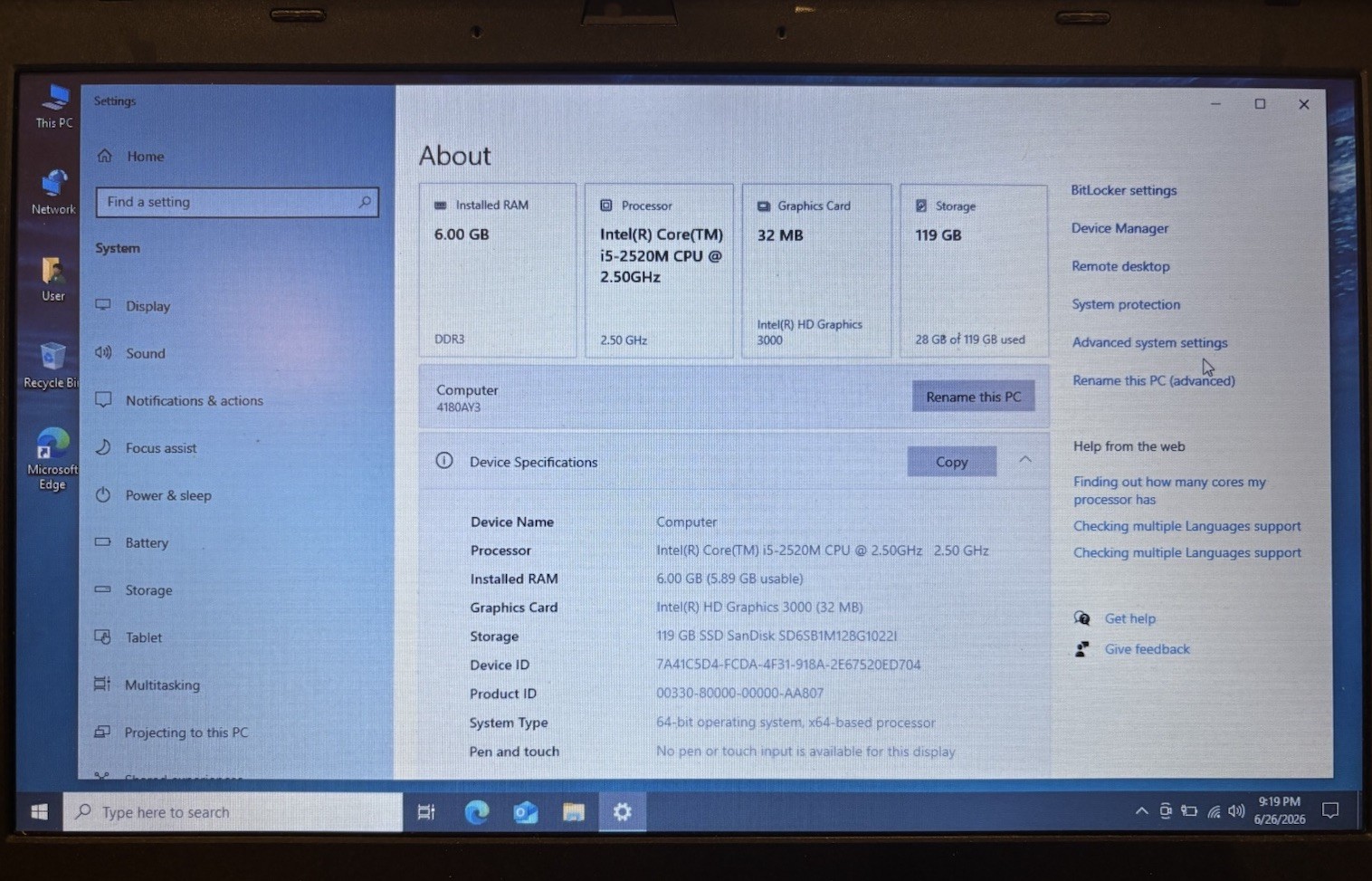 Lenovo Thinkpad T420 i5-2520M 6GB RAM 128GB SSD Windows 10 Pro Office 2010 +Dock