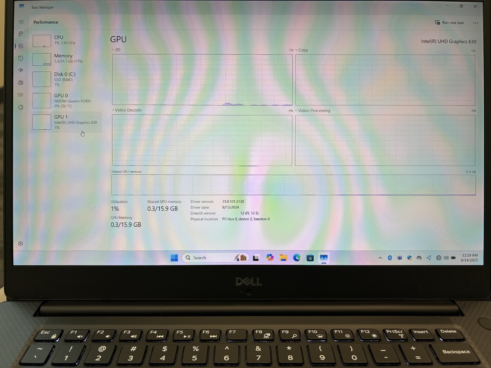 Dell Precision 5530 15.6″ i7-8850H 512GB M.2 32GB RAM Quadro T2000 GPU Win 11