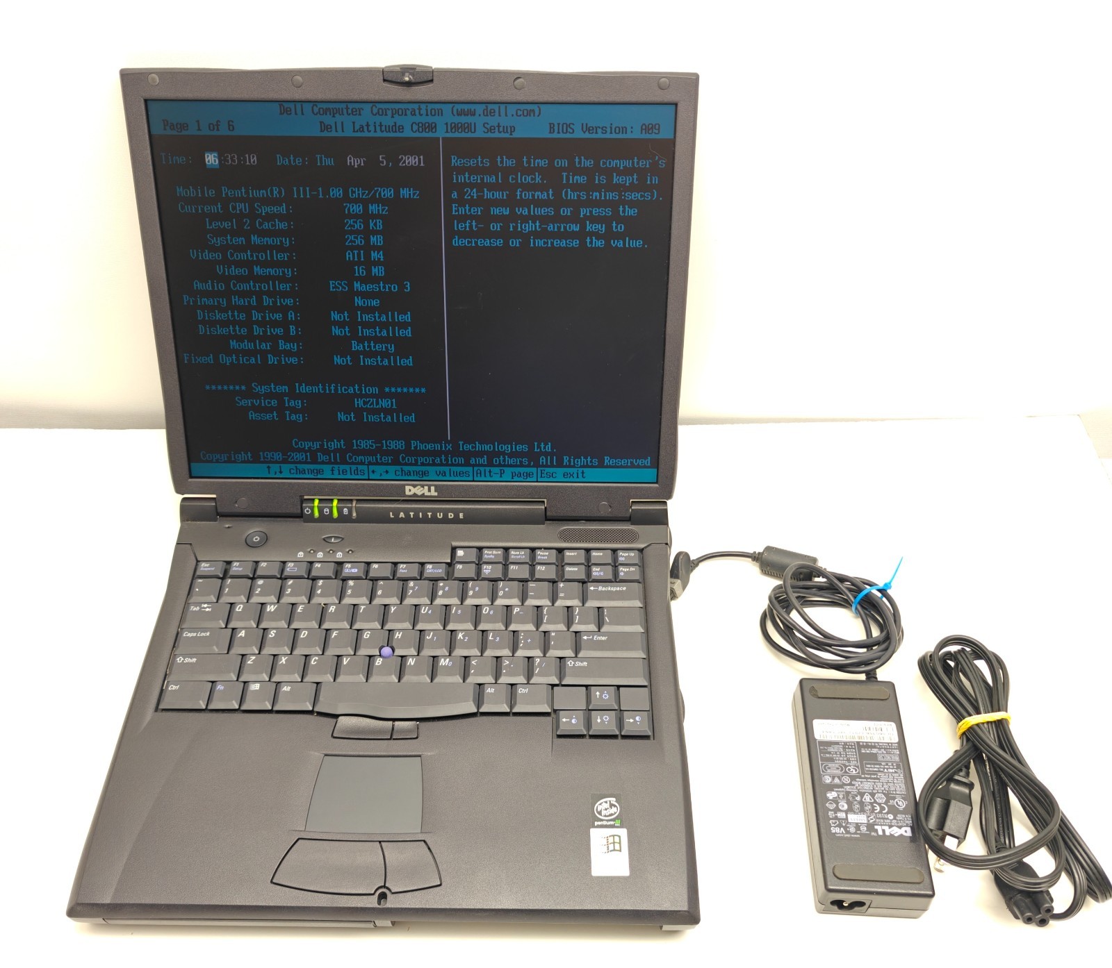 Dell Latitude C800 Intel Pentium III 16MB RAM FOR PARTS OR REPAIR ATI NO HDD CD