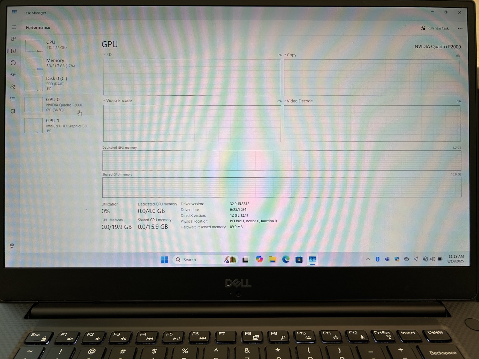 Dell Precision 5530 15.6″ i7-8850H 512GB M.2 32GB RAM Quadro T2000 GPU Win 11