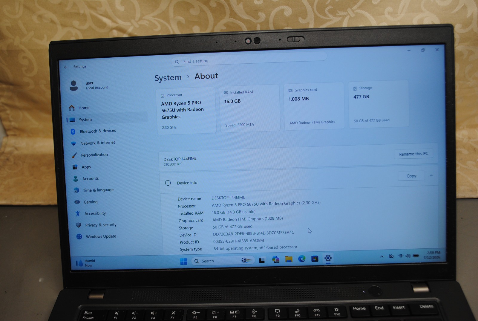 Lenovo ThinkPad L14 Gen 3 Ryzen 5 PRO 5675U 16GB WIN11PRO 256GB LAPTOP FREE SHIP