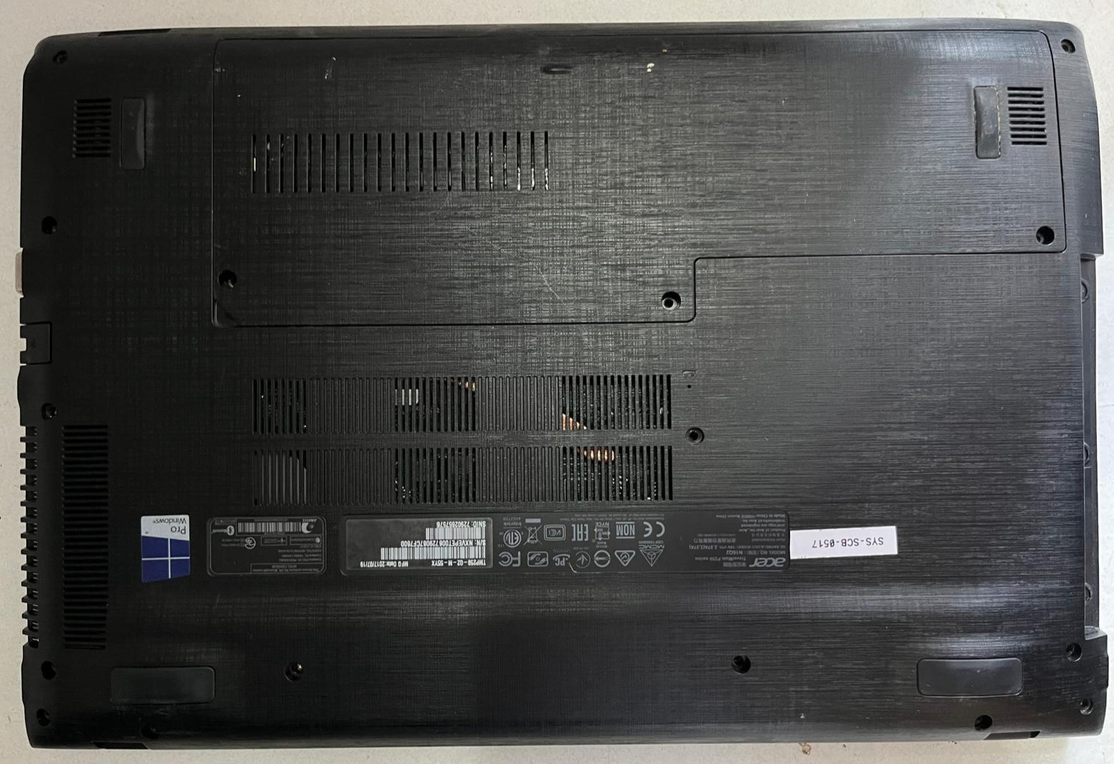 Acer Travelmate P259 N16Q2 WRISTREST COVER WITH KEYBOARD AND BACK COVER