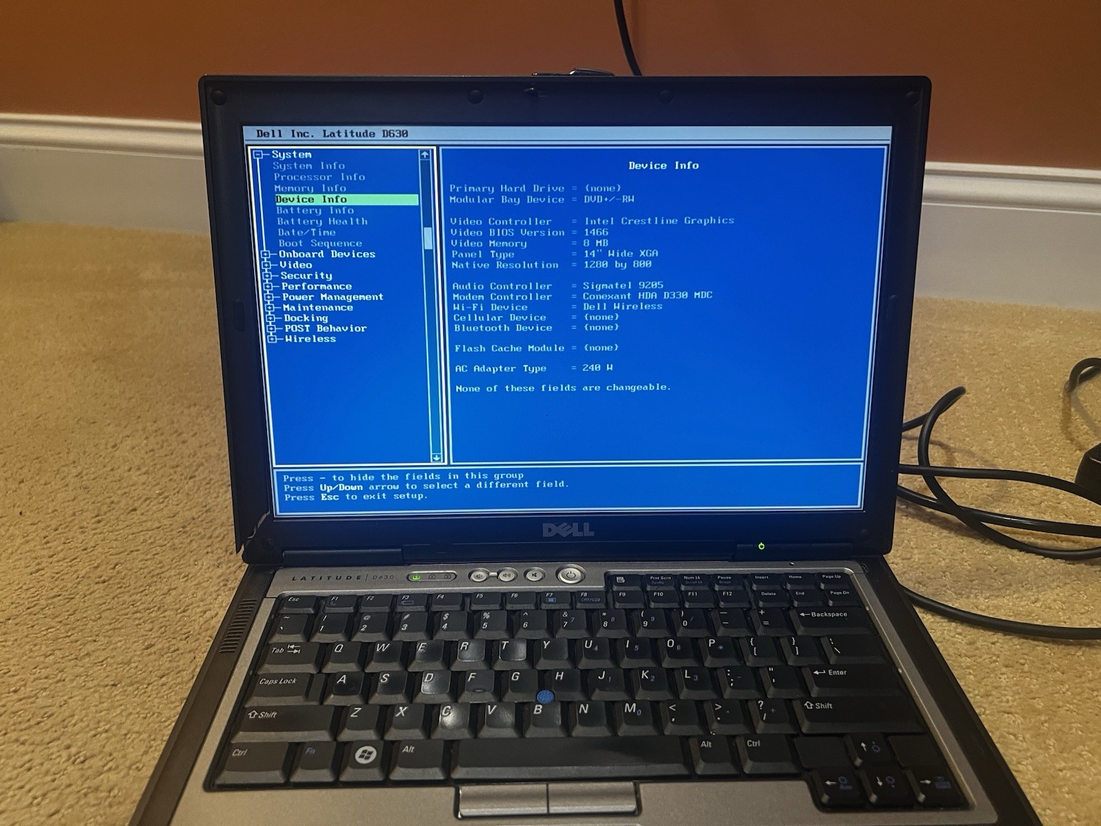 Dell Latitude D630 15″ 1.8GHz 2GB Laptop Needs Battery Hard Drive & Screen Bezel